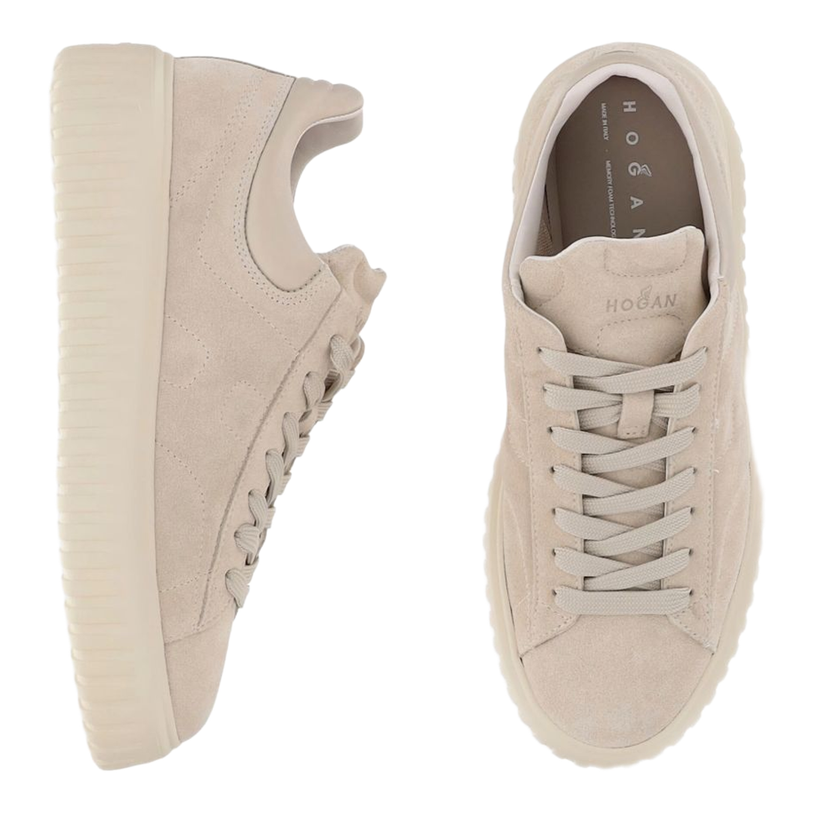 Beige Suede Upper Vertical Stripes Round Toe Lace-Up Front - Image 2