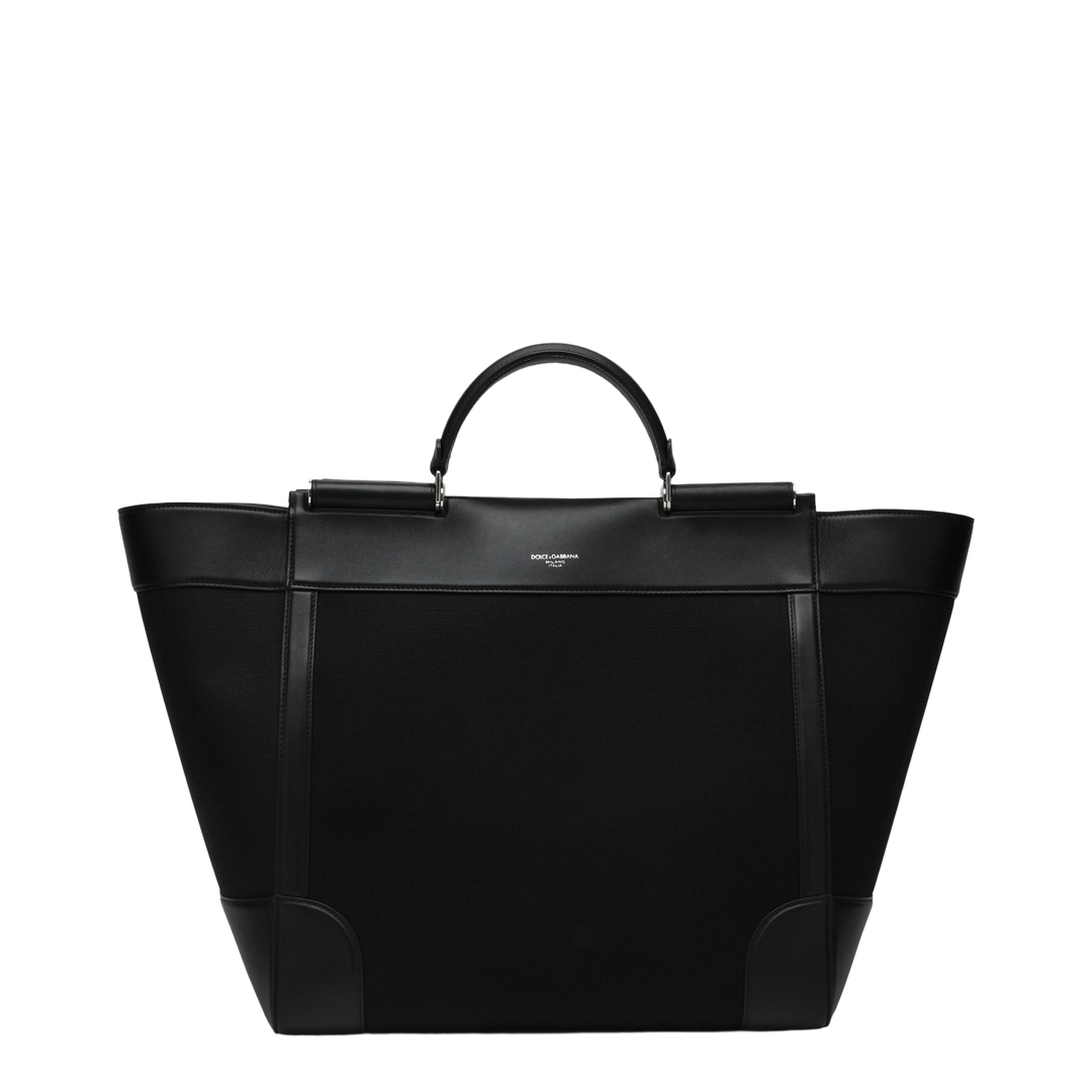 Calfskin and Panama Bag in Black - Image 1