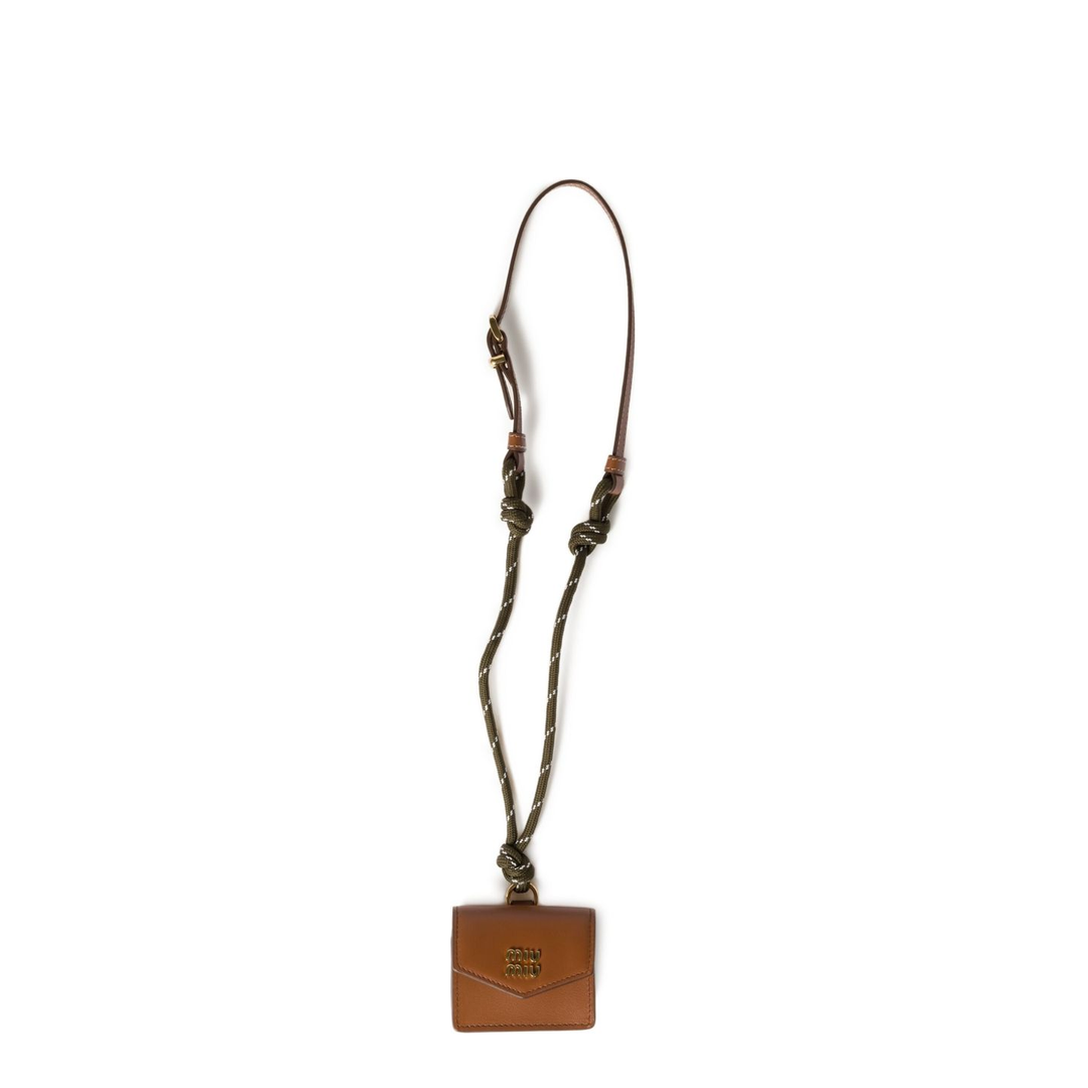 Trick Calfskin Bag Charm - Cognac/Forest Green - Image 1