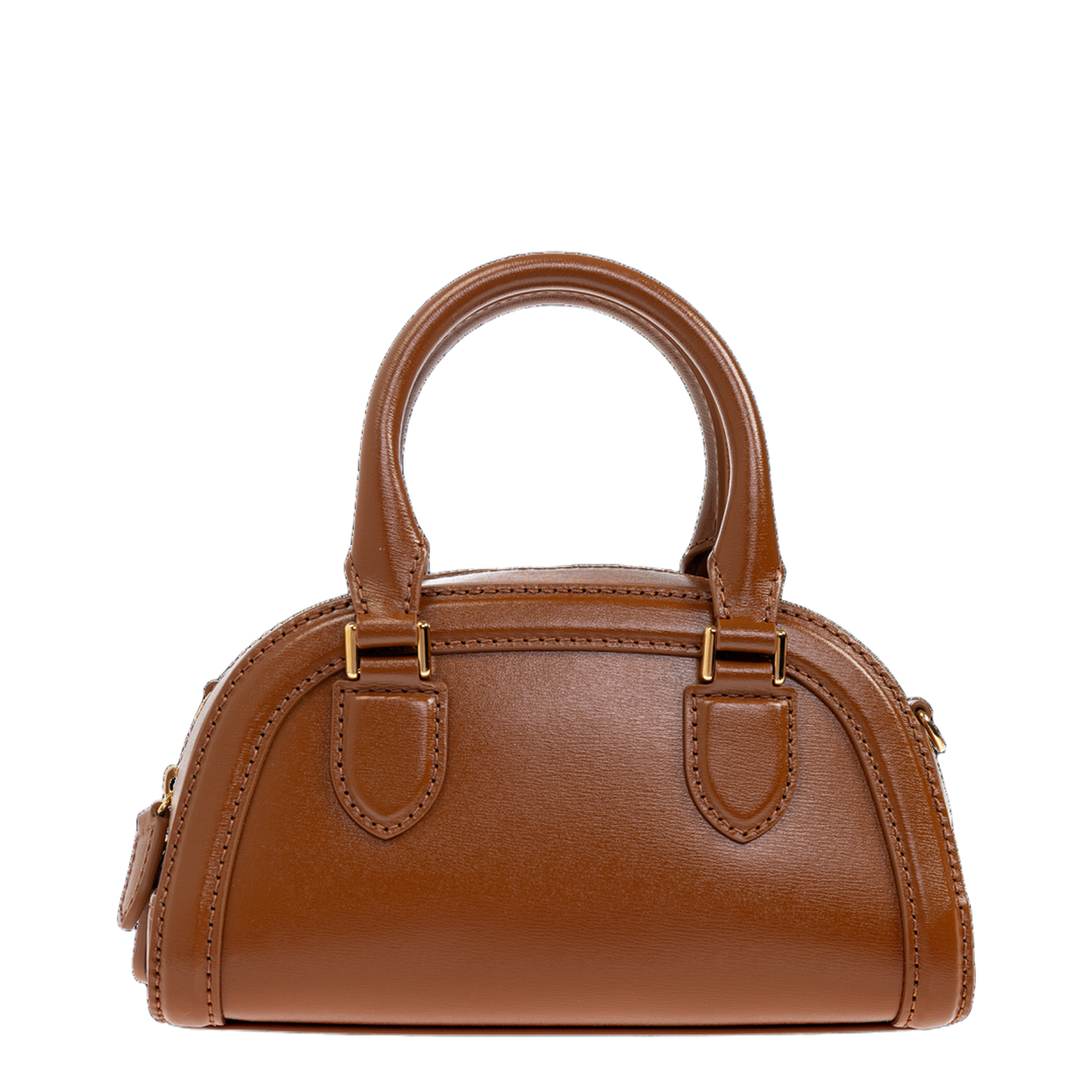 Birdee Boston Mini Calf Leather Bag - Dark Tan - Image 3