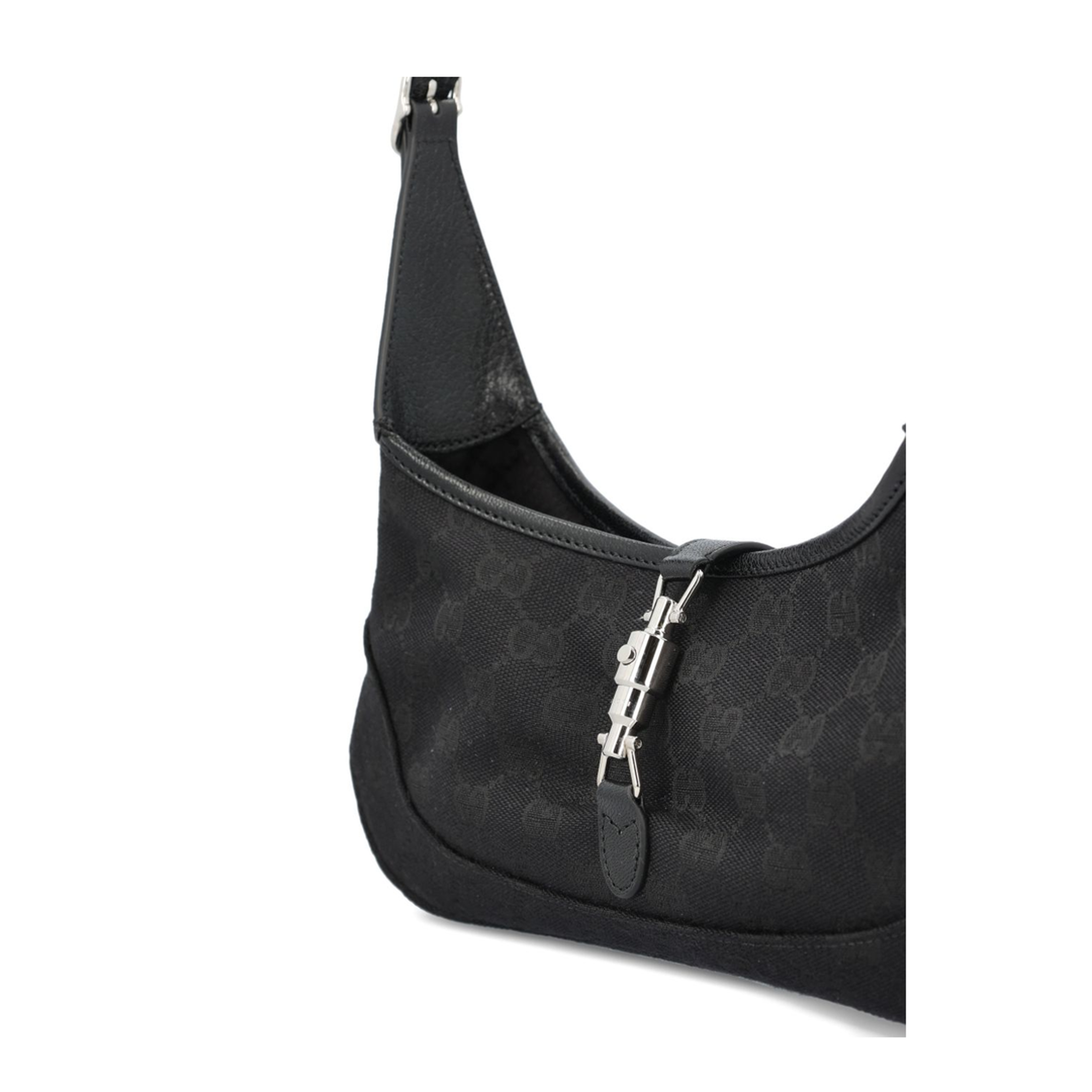 Jackie Slim Medium Canvas Shoulder Bag - Black - Image 4