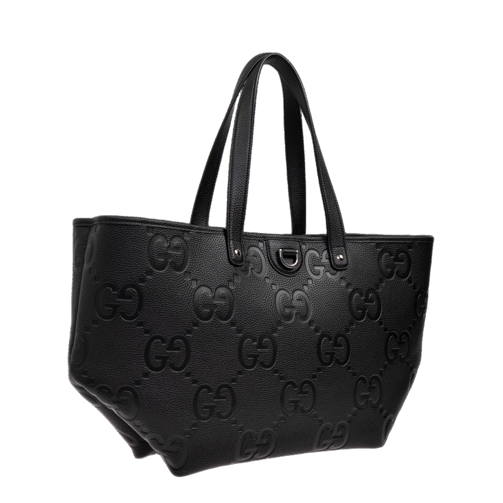 Black Leather Shopping Bag - Image 3