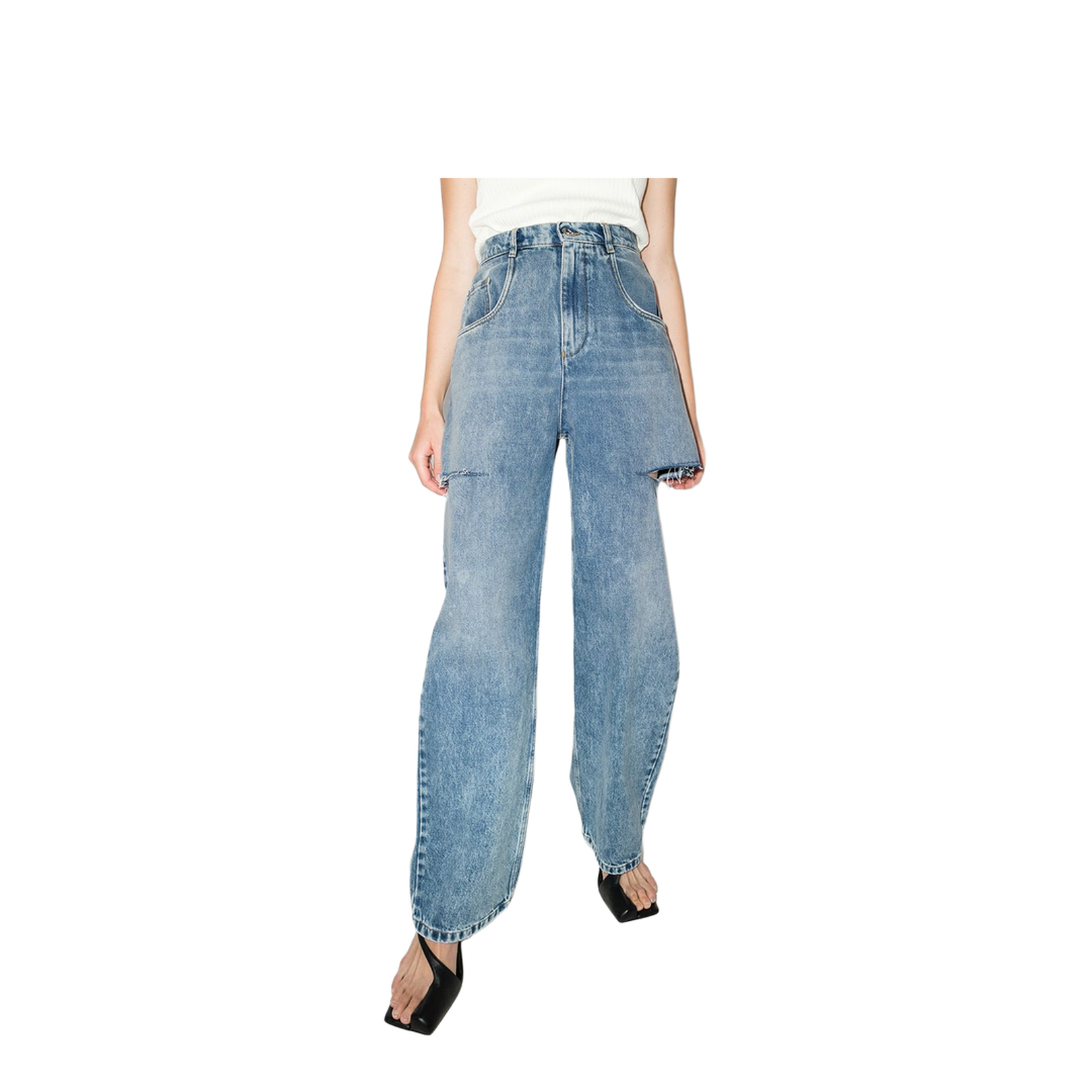 Denim Jeans with Slash Details - Image 2