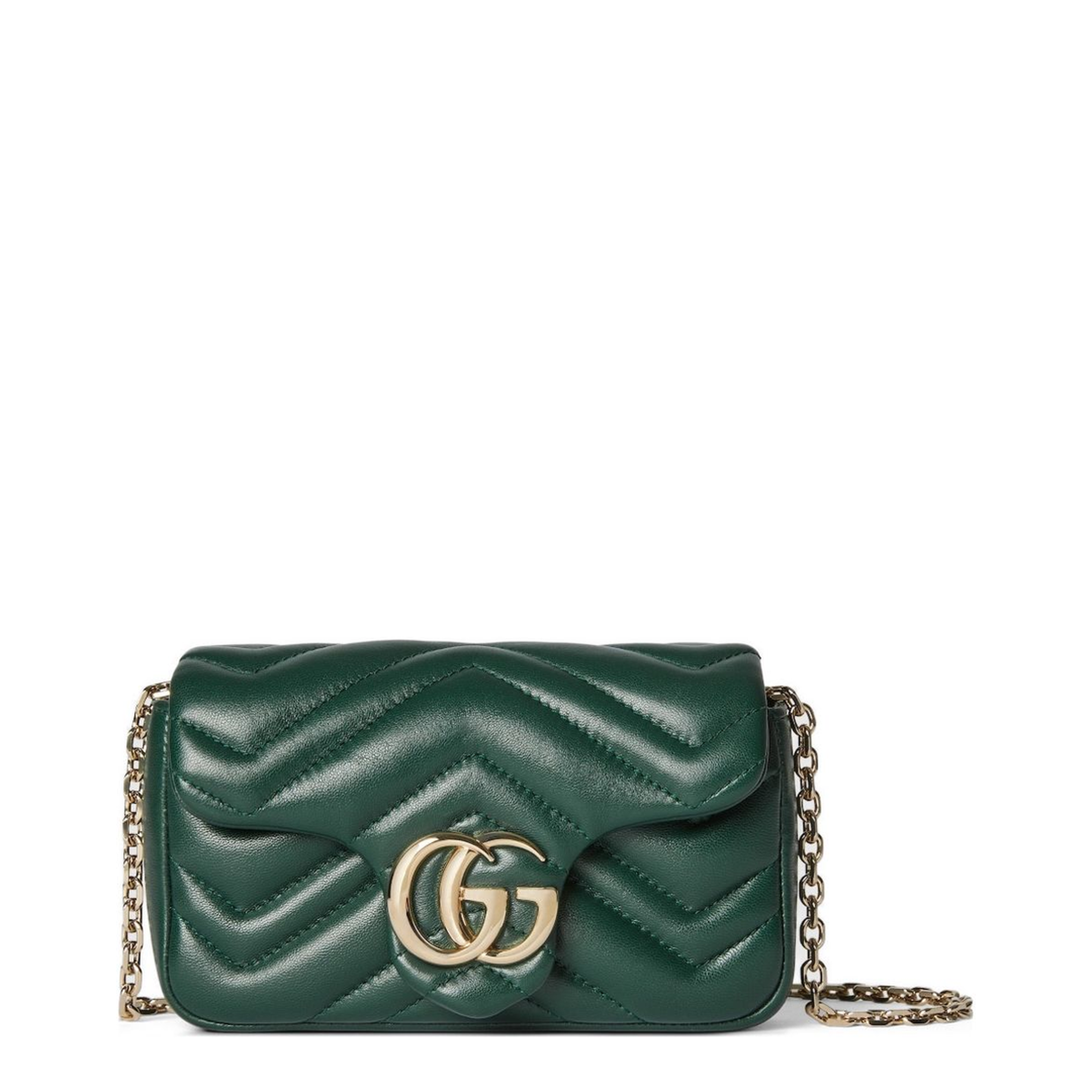 GG Marmont Mini Shoulder Bag Matelassé Nappa Leather - Green - Image 1