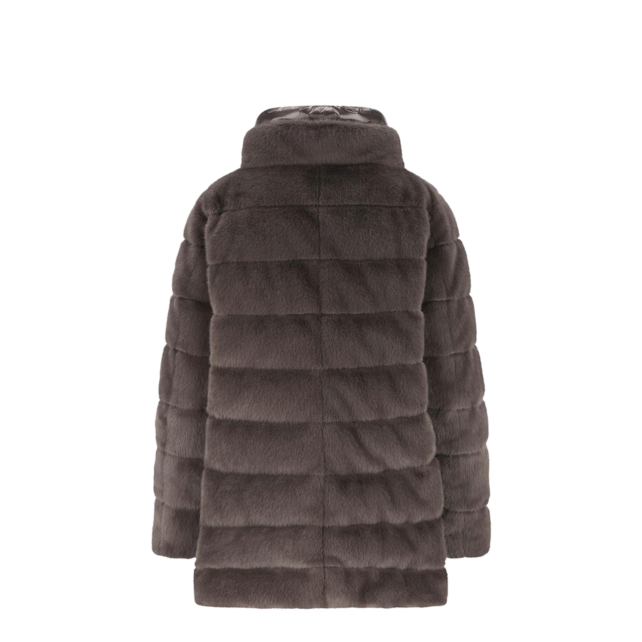 Faux Fur High Neck Down Jacket - Image 2