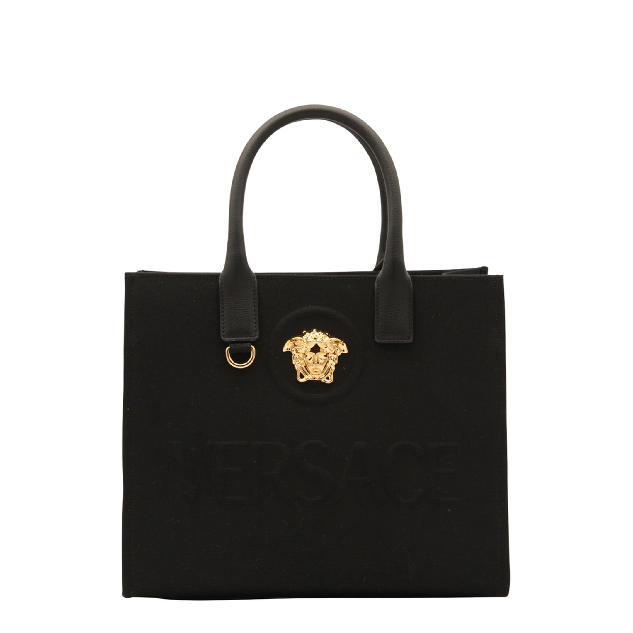 La Medusa Small Cotton Tote - Black - Image 1
