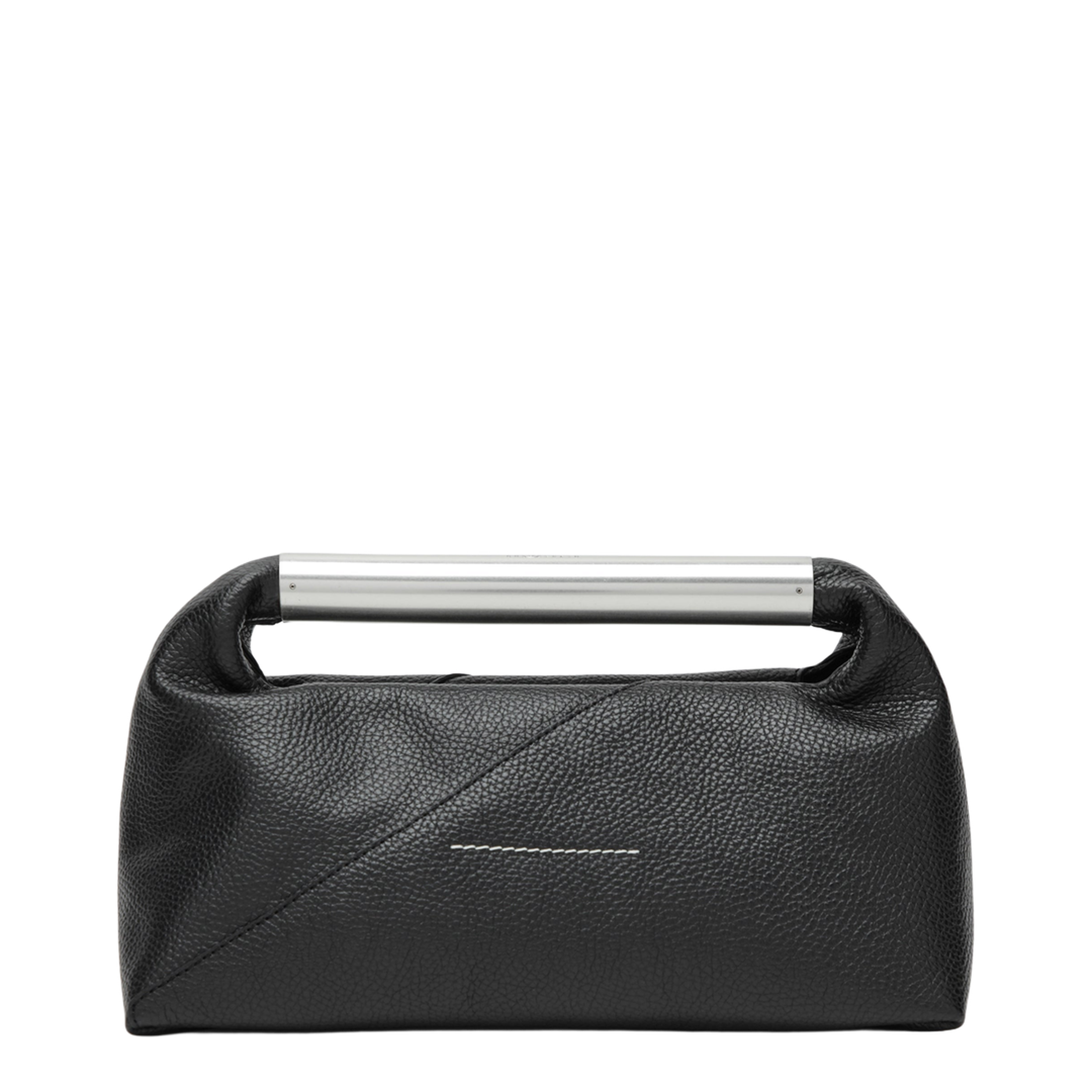 Japanese Jewel Handle Handbag In Grained Calf Leather, Black - Image 2