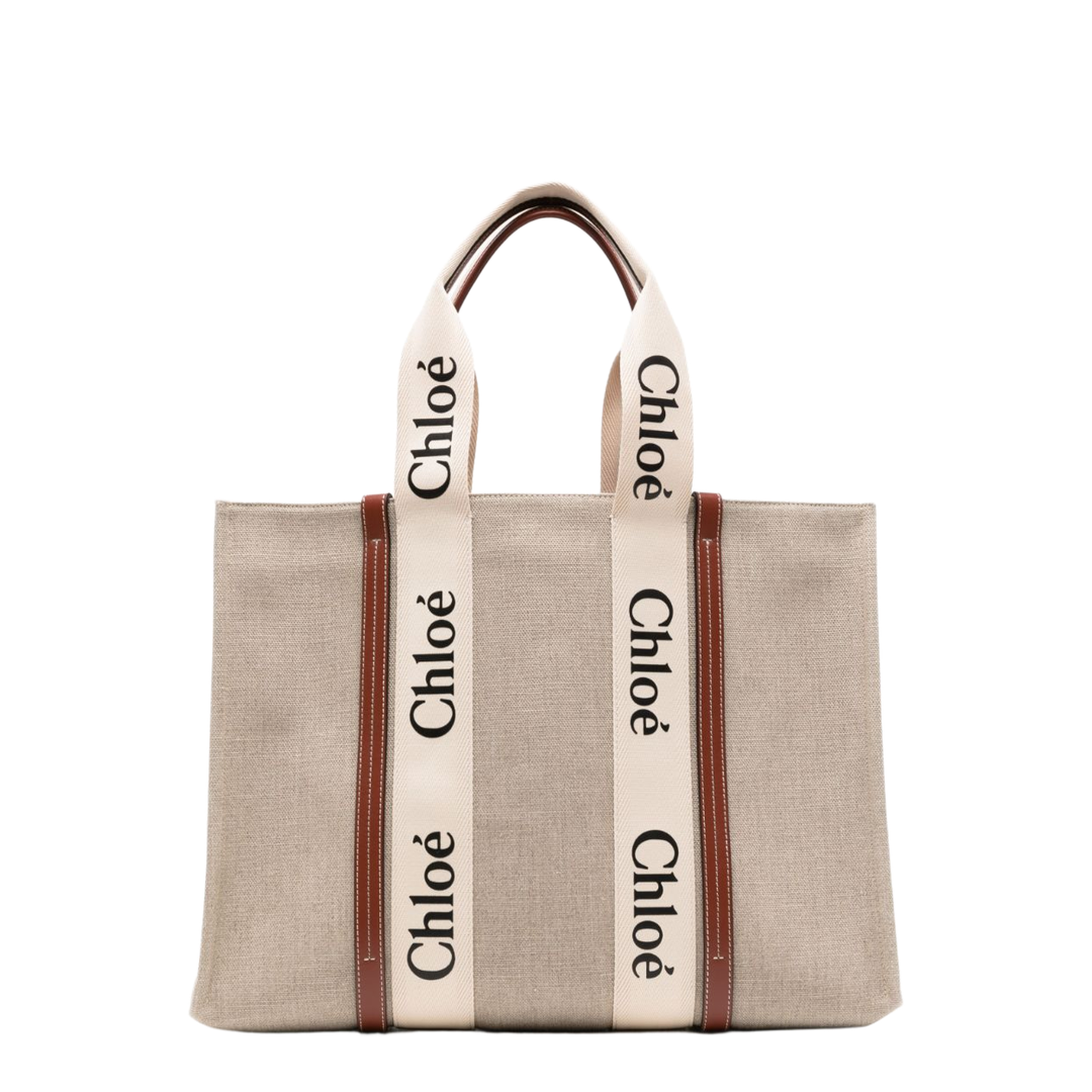 Woody Large Linen Tote - Beige - Image 1