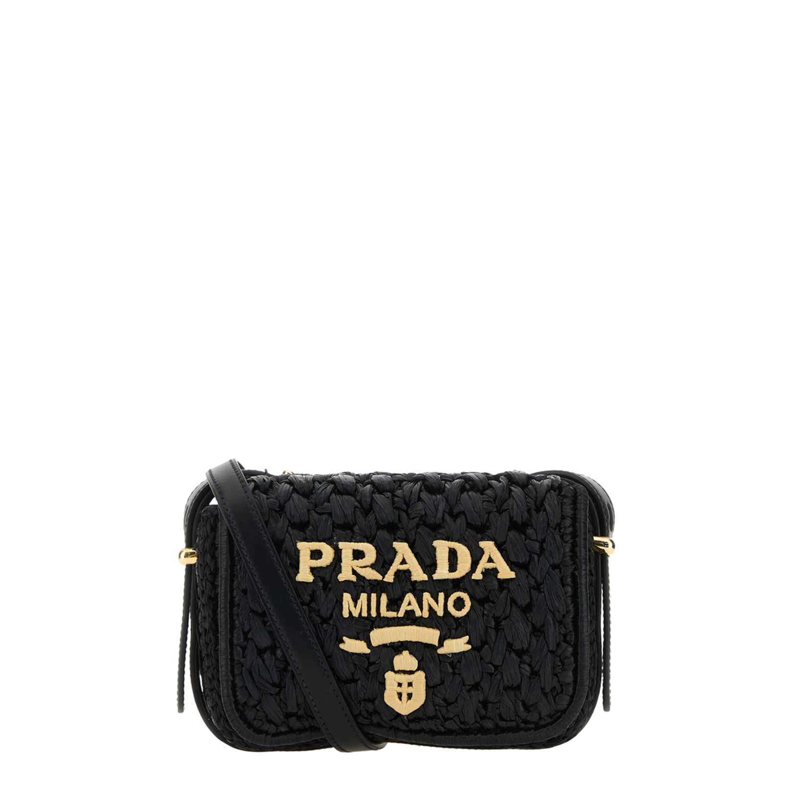 Black Raffia Crossbody Bag - Image 1