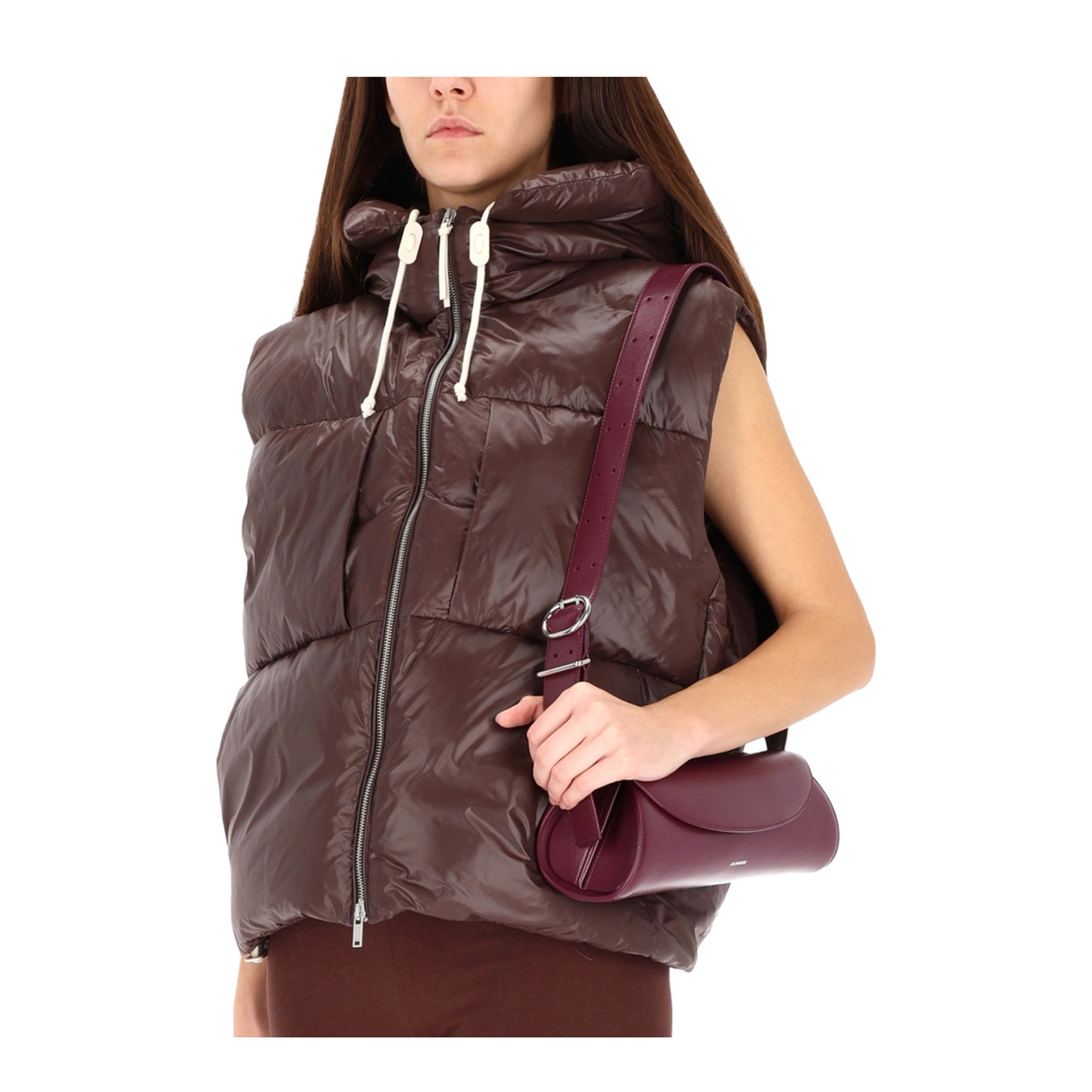 Chocolate Nylon Down Jacket - Image 4