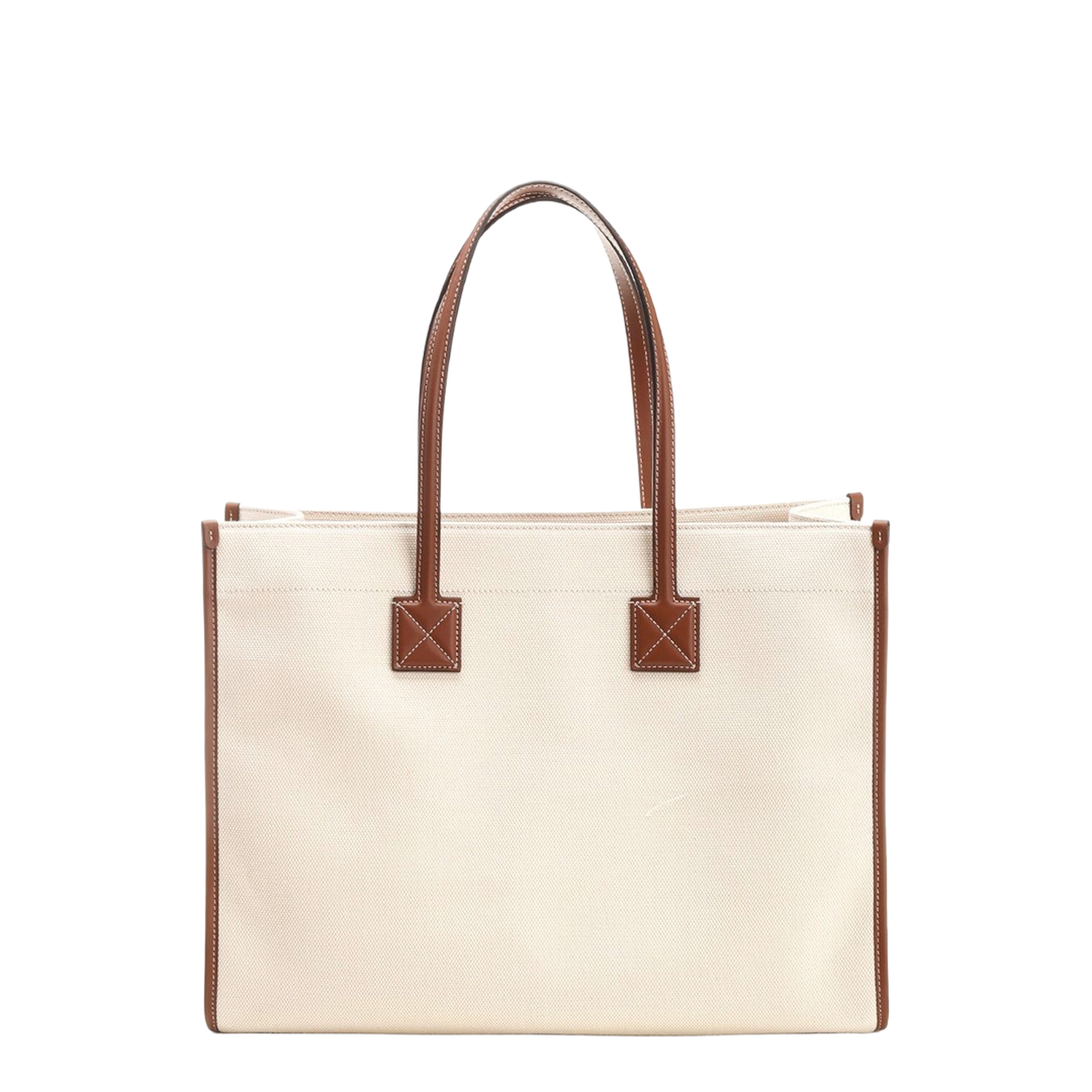 Freya Medium Two-Tone Canvas Tote Bag - Beige - Image 3