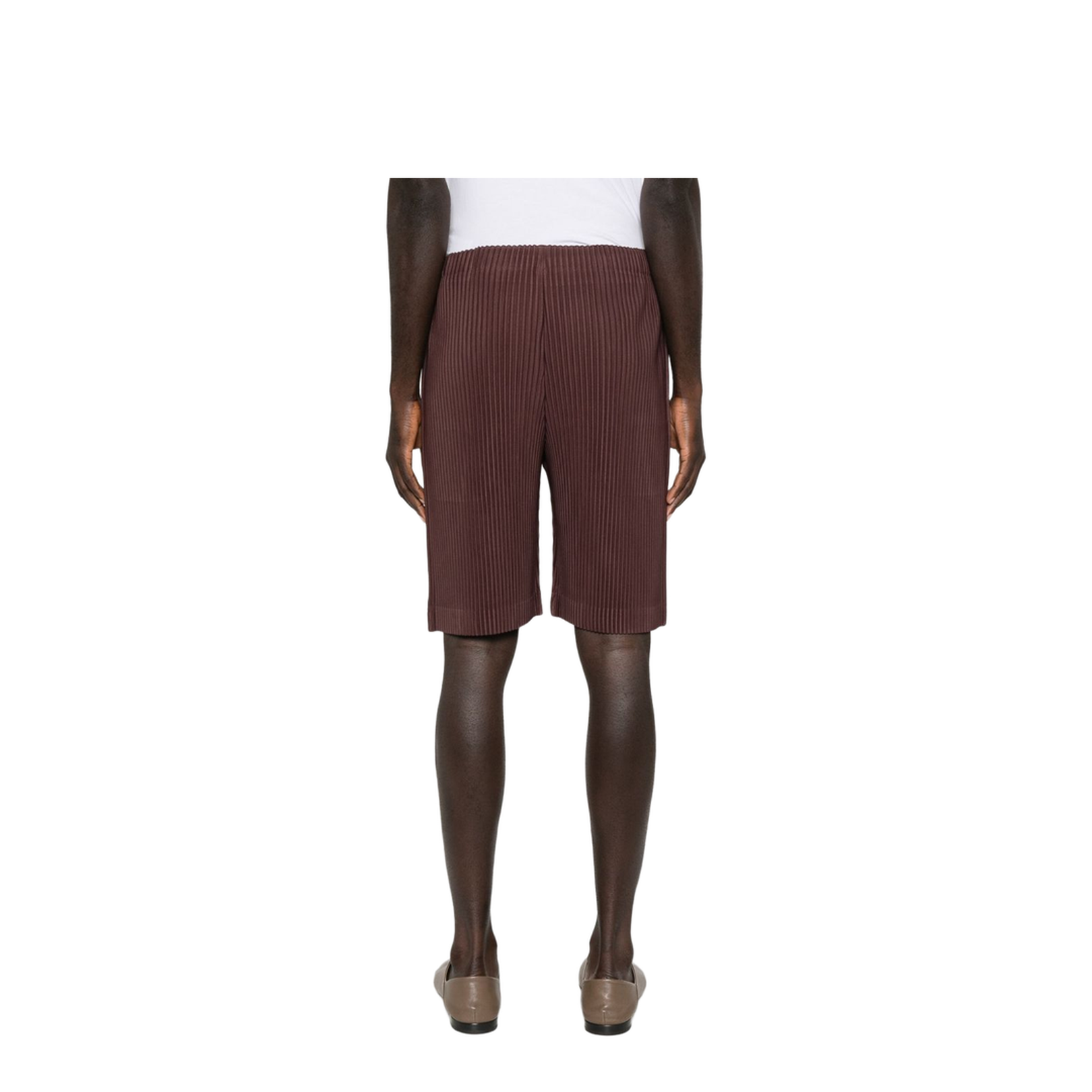 Brown Pleated Design Straight Hem Elasticated Waistband - Image 3