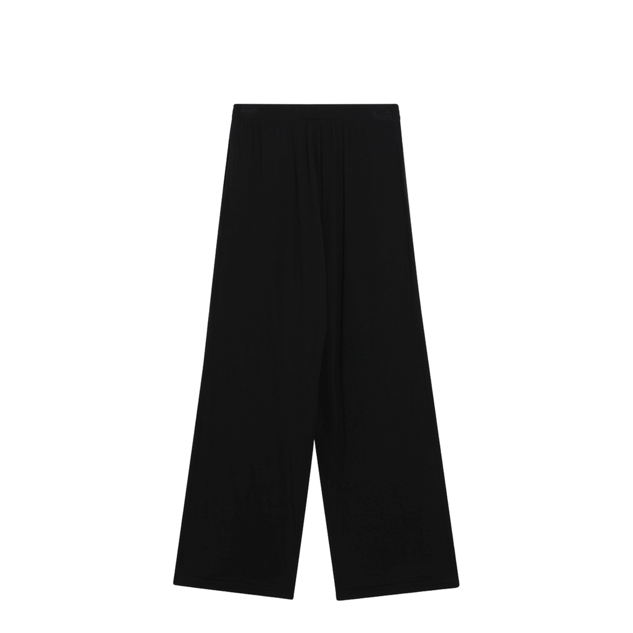 Palazzo Trousers With Elastic Waist In Black Wool - Image 2
