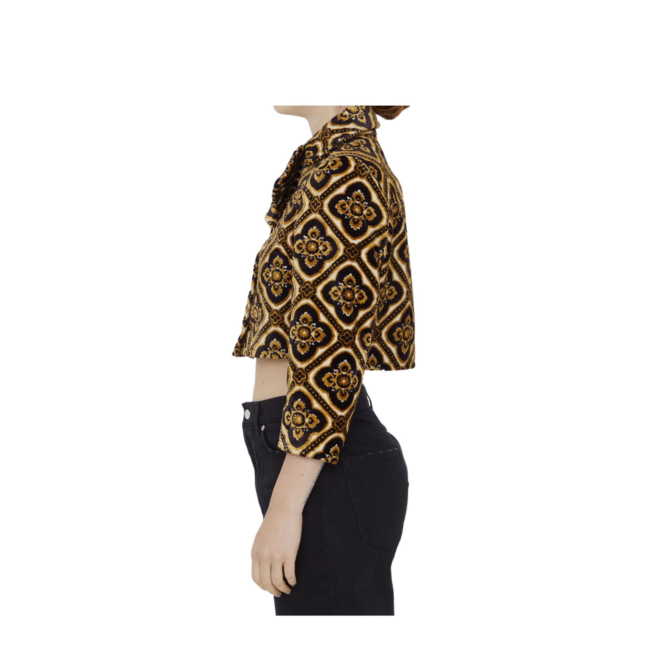 Cropped Jacket Jacquard Velvet - Image 3