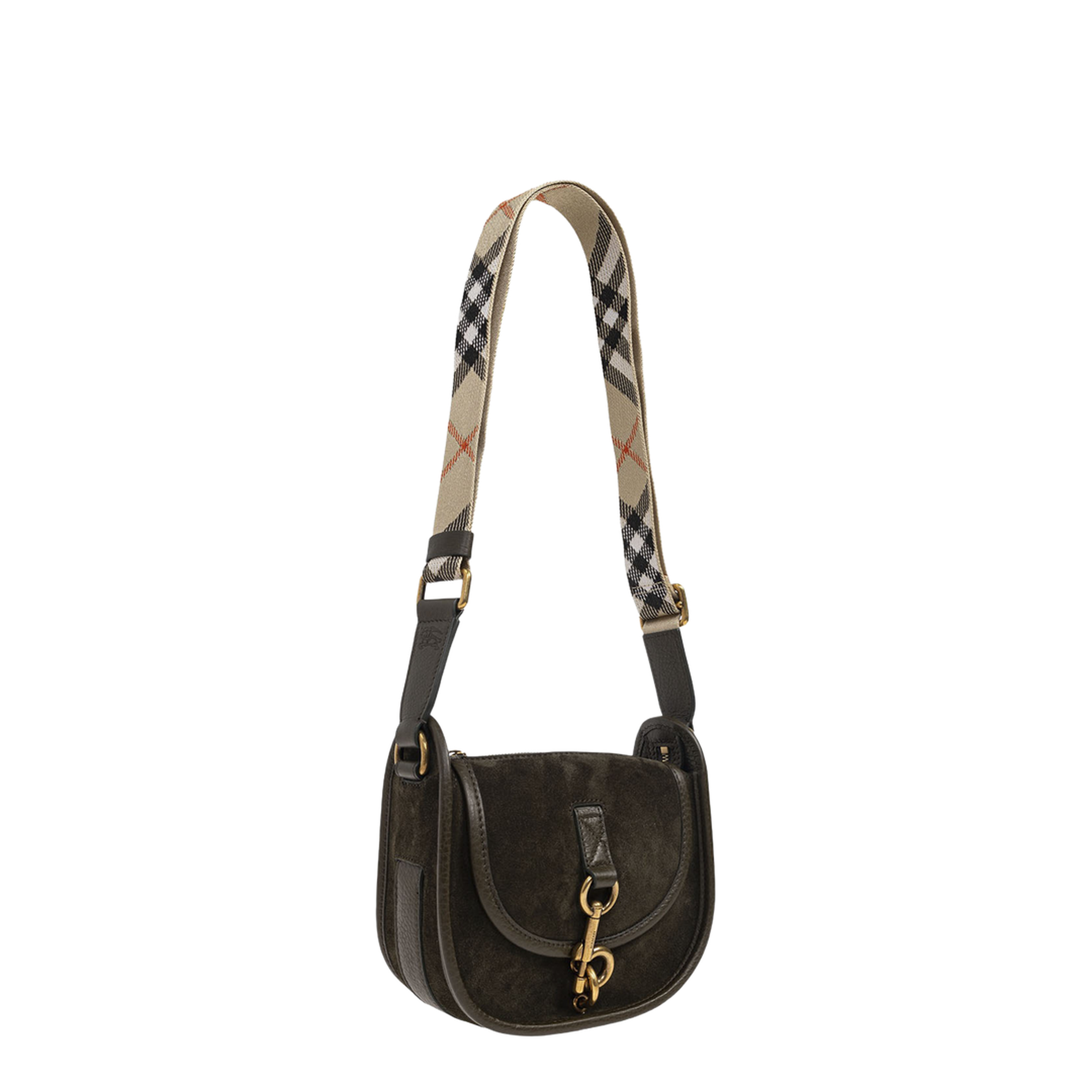 Mini B Clip Leather Messenger Bag in dark brown - Image 2