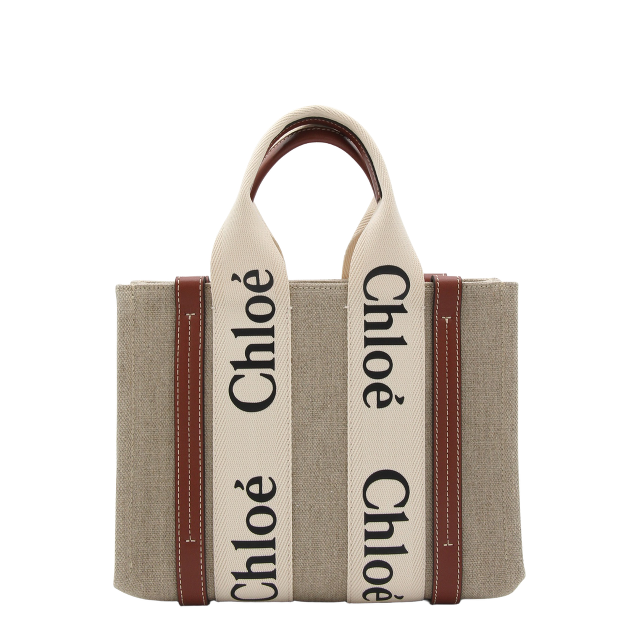 Woody Small Linen Canvas Tote - Marrón - Image 3