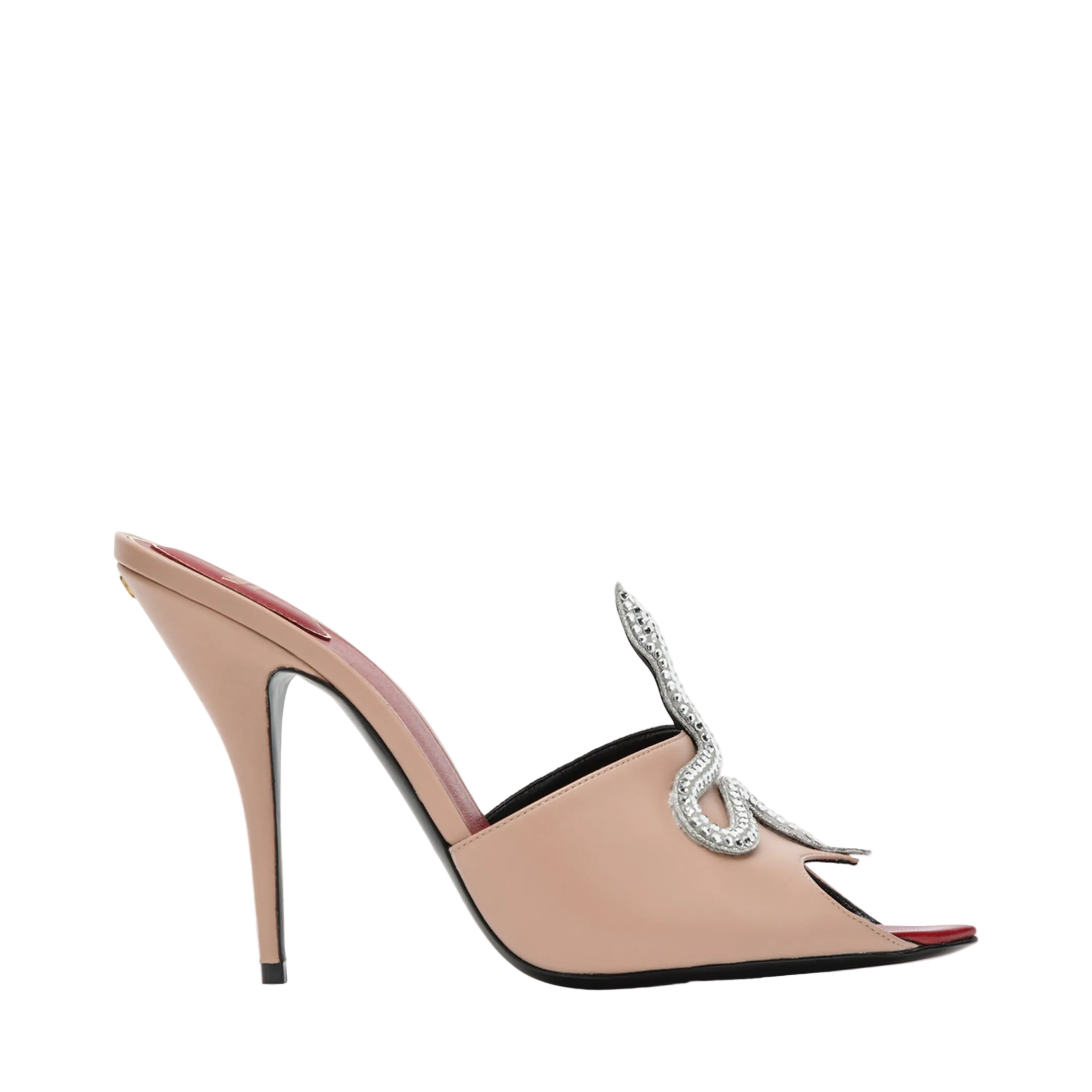 Powder Pink Slide Sandal Coeur Vipère In Kidskin - Image 1