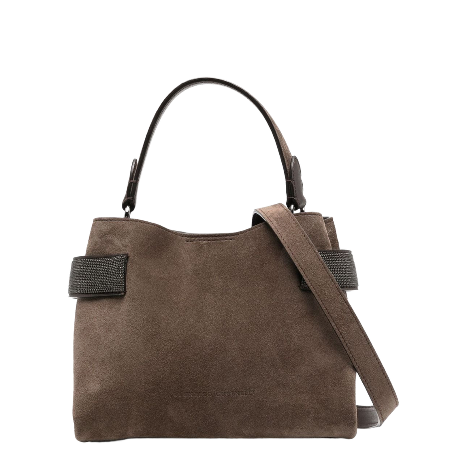 Suede Handbag Dark Brown - Image 1