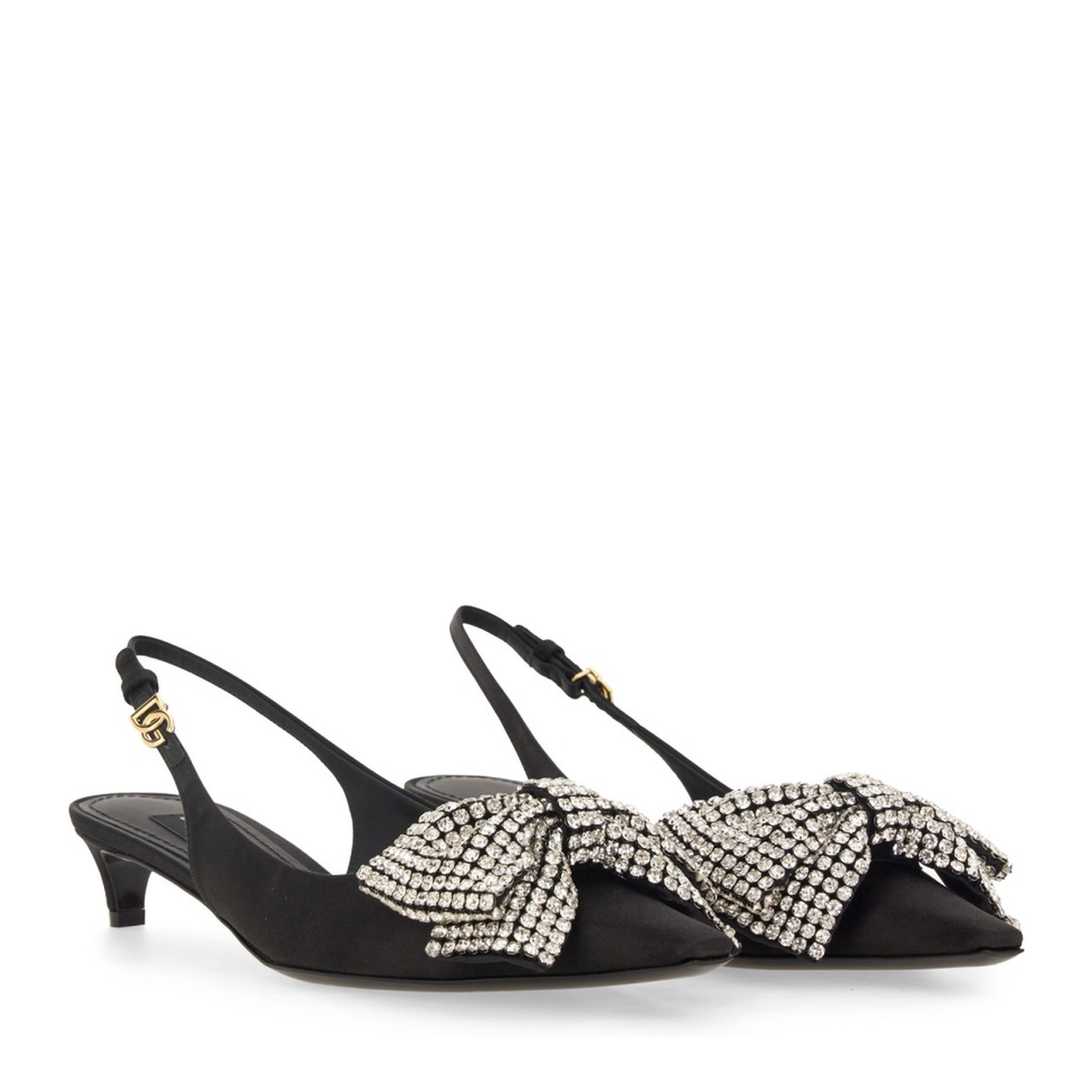Satin Sling-Back with Rhinestone Embroidery - Image 2