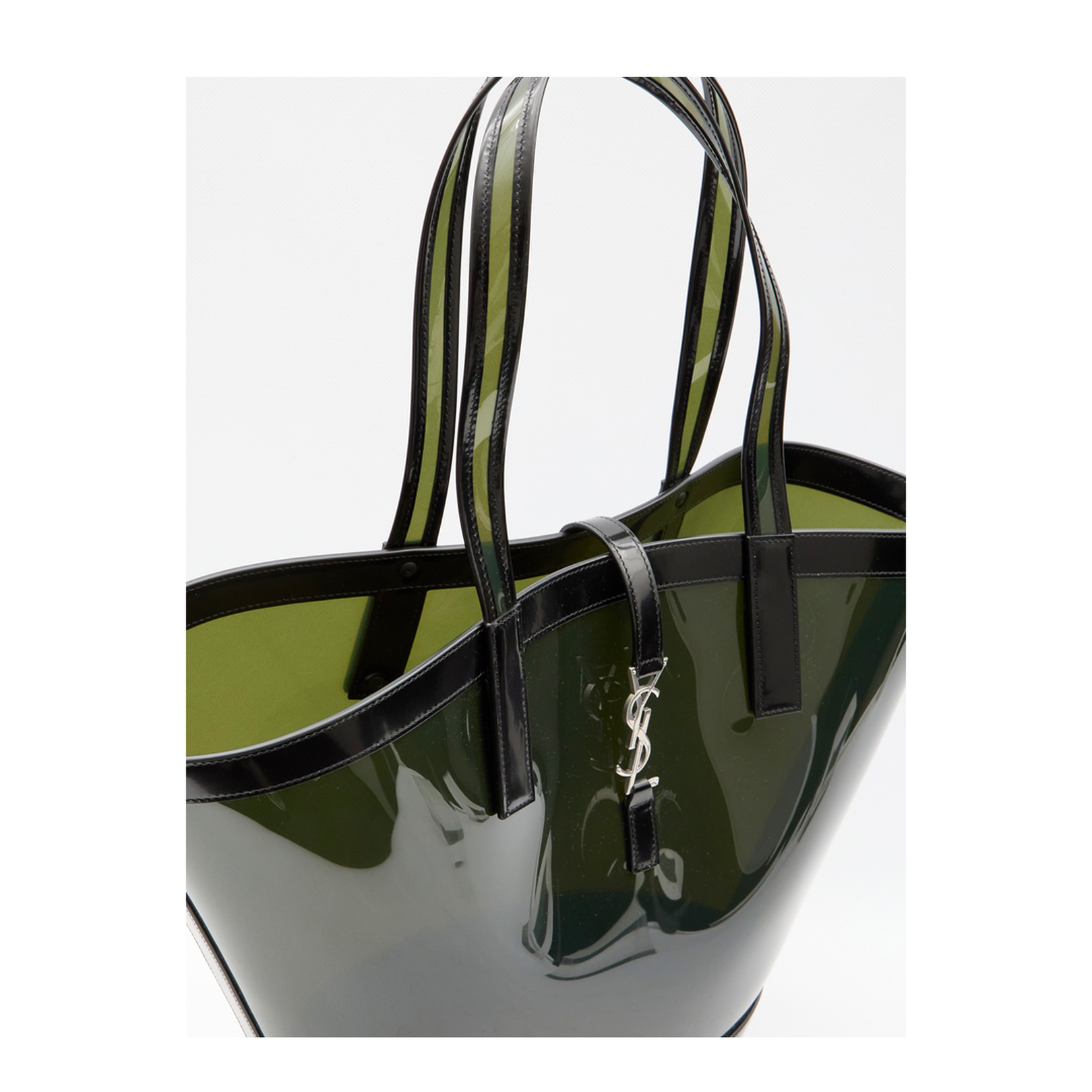 Panier Medium Vinyl and shiny leather Tote Bags - Green - Image 4