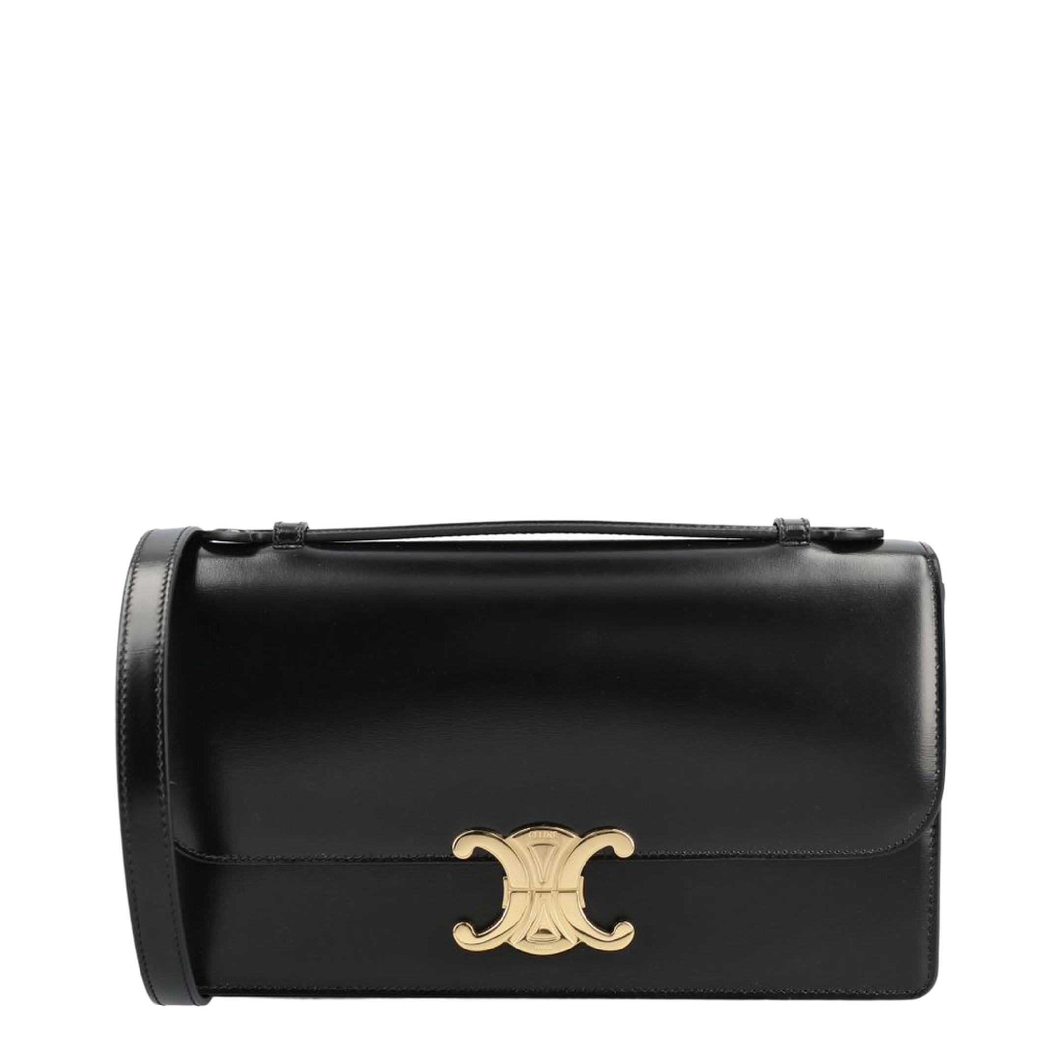 Triomphe Medium Calfskin Shoulder Bag - Black - Image 1