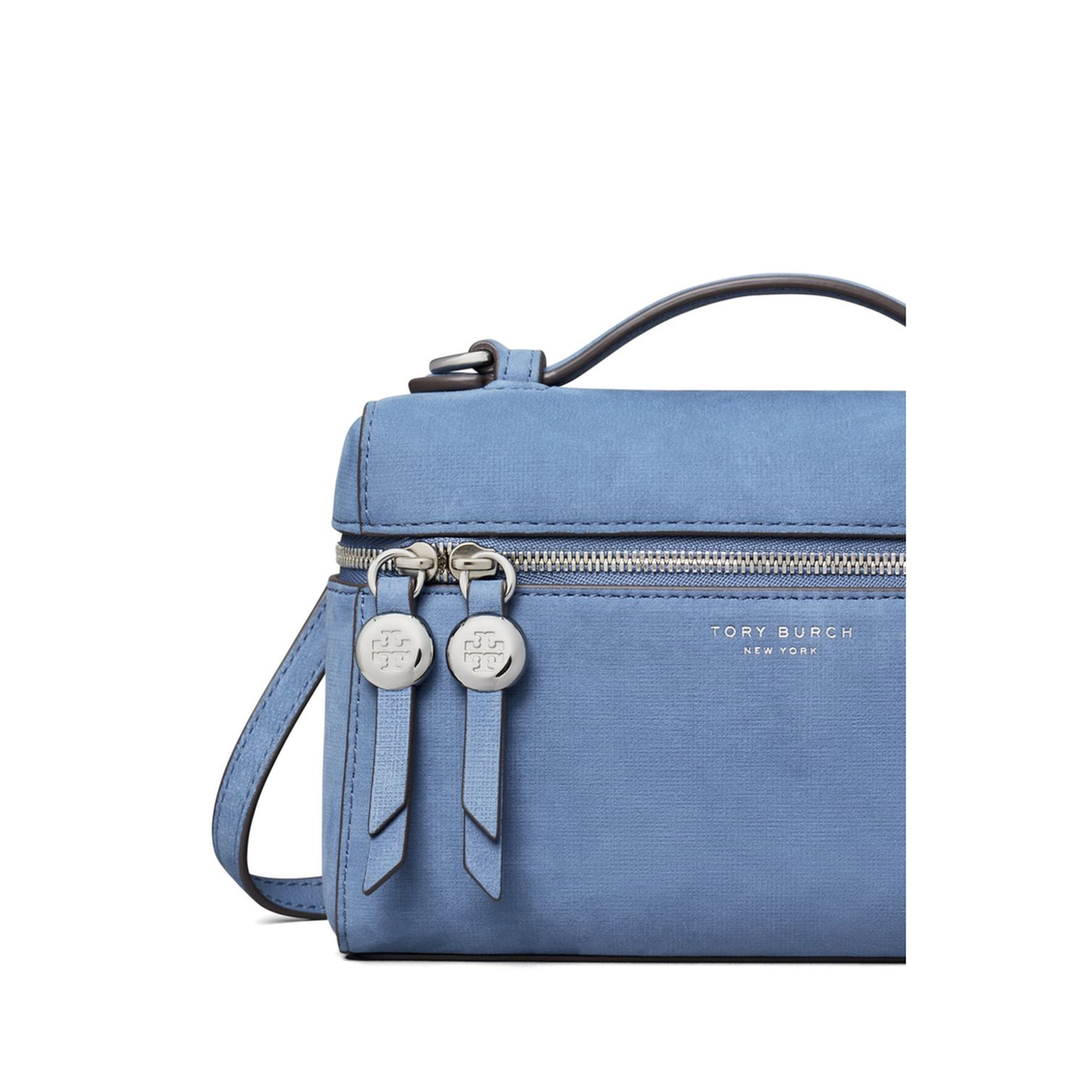 Romy Slim Nubuck Top Handle Crossbody - Soft Blue - Image 2