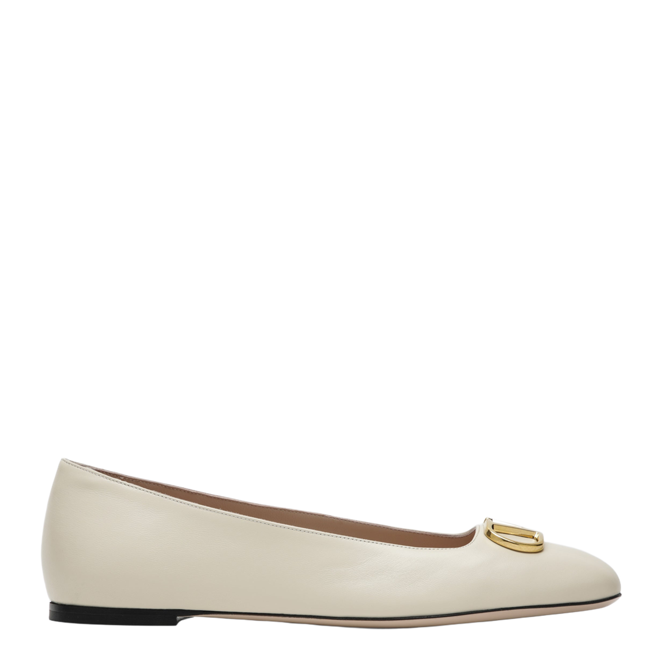 White VLogo Signature Ballerina Flats in Nappa Leather - Image 1