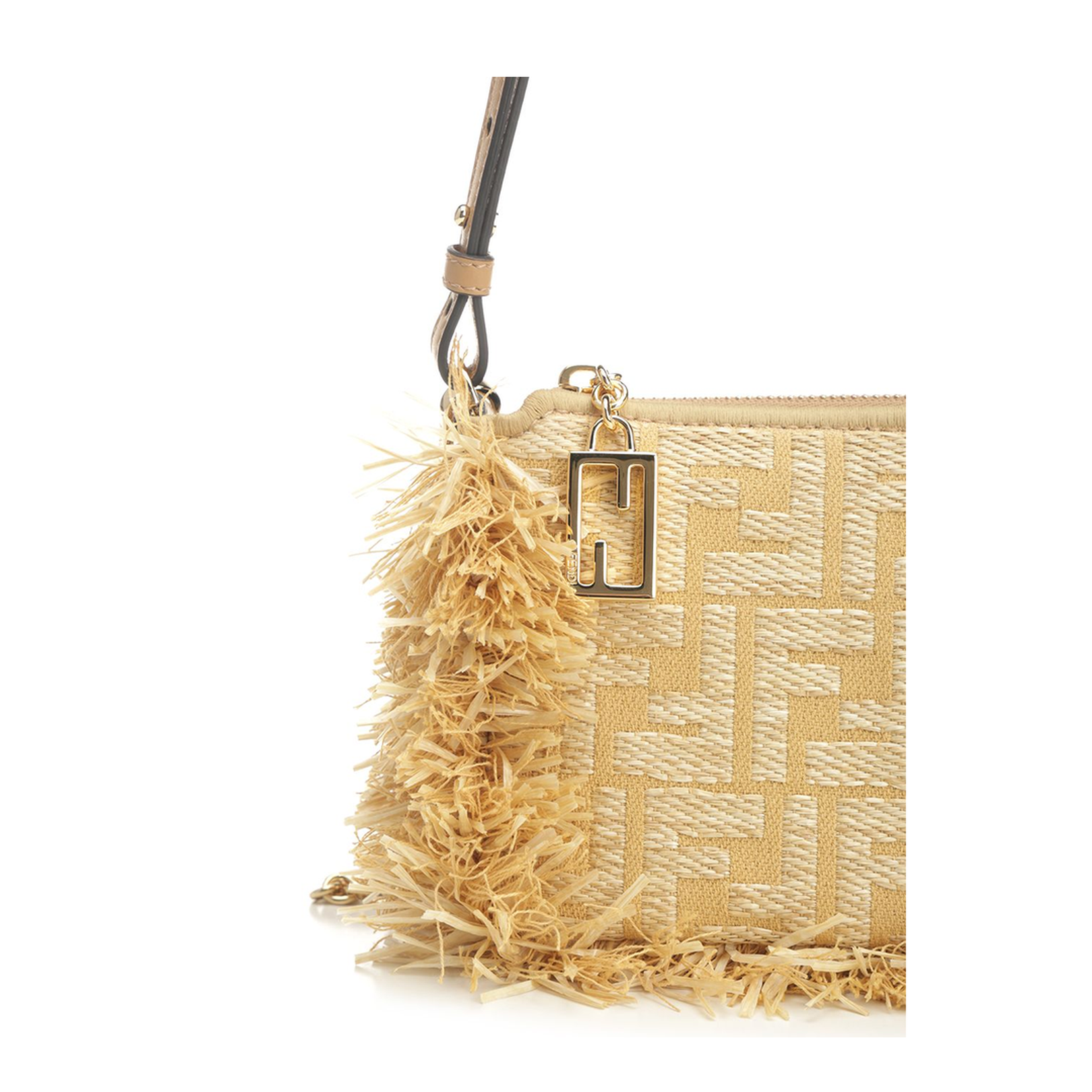 Baguette Pouch Raffia All Over FF With Fringes - Image 5