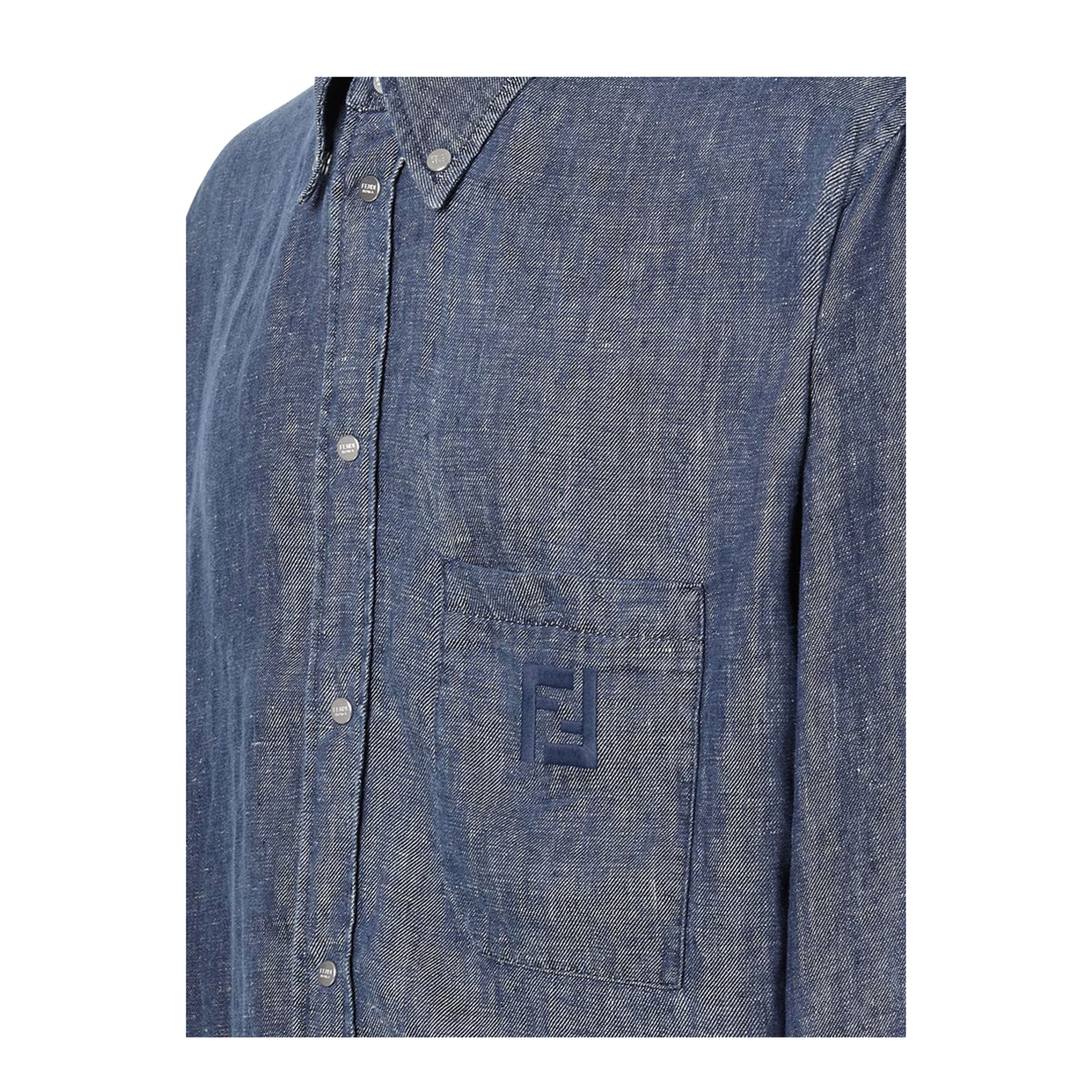 Comfort Fit Chambray Shirt with Embroidery - Image 3