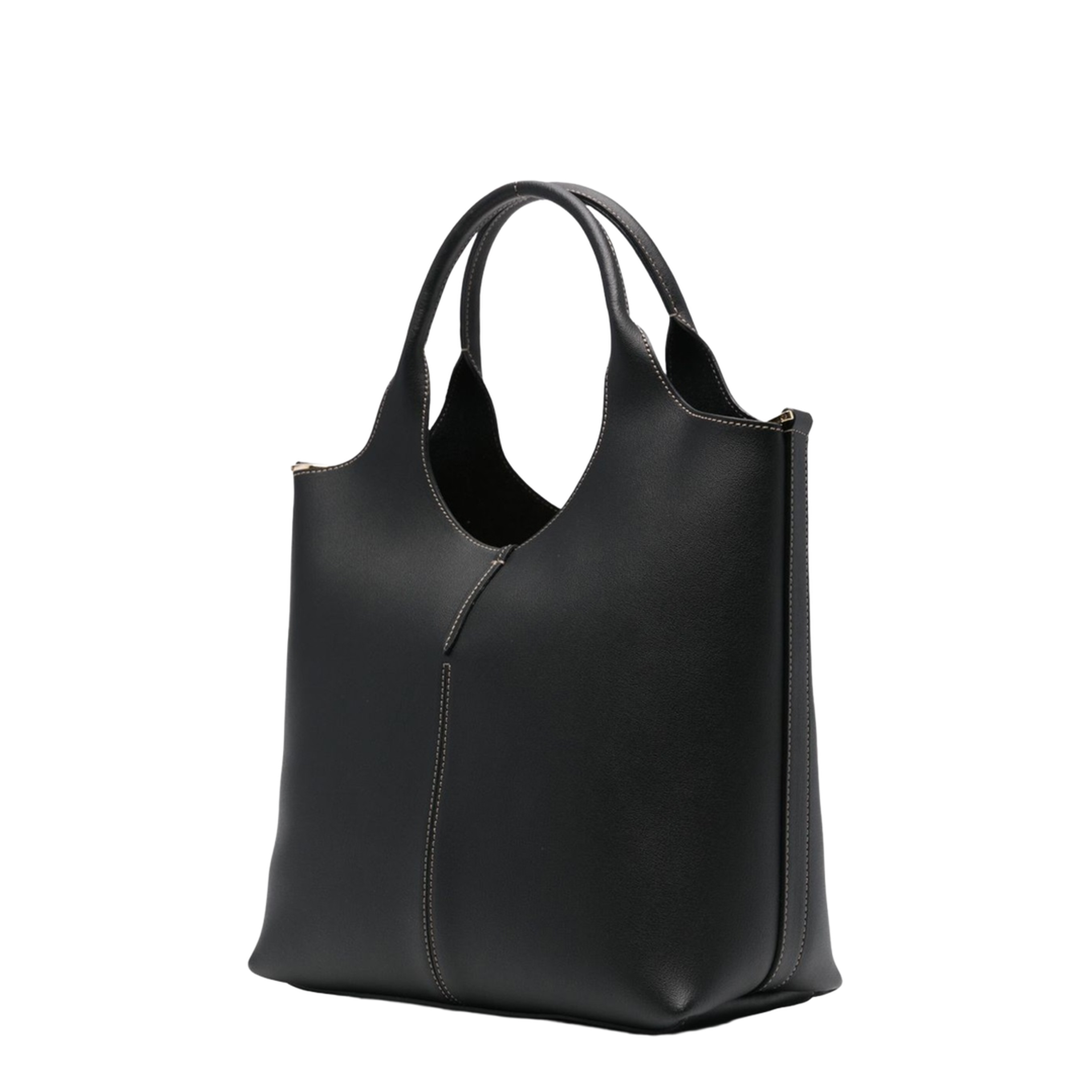 Small Calf Leather Tote - Black - Image 2