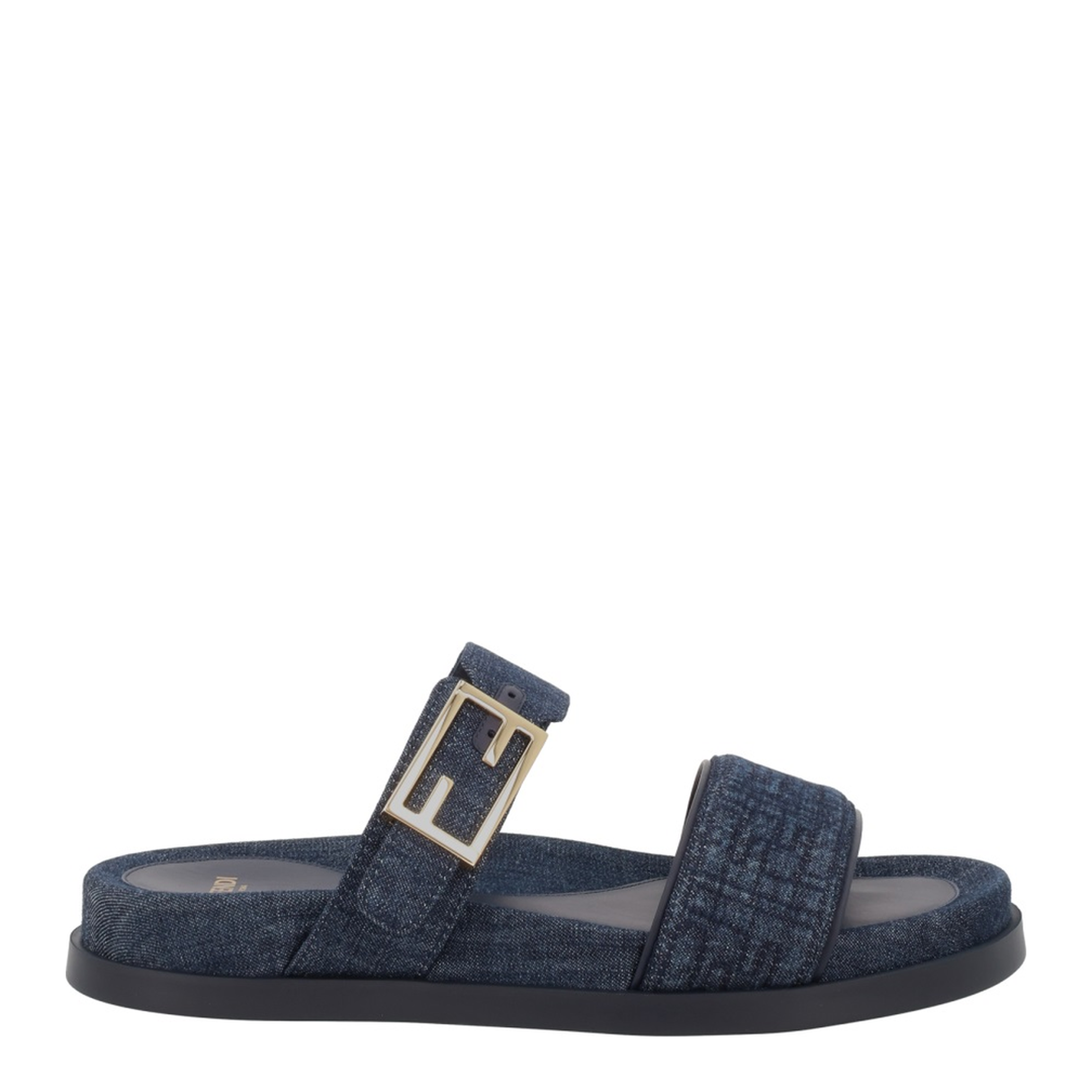 Dark Blue Denim Fabric Slides - Image 1