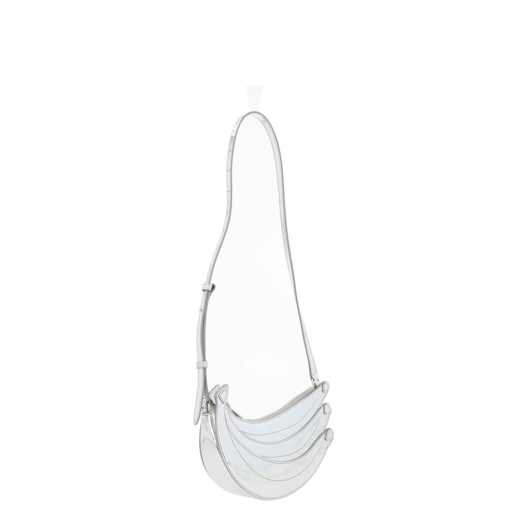Banana Bag Leather Shoulder Bag - Silver - Image 2