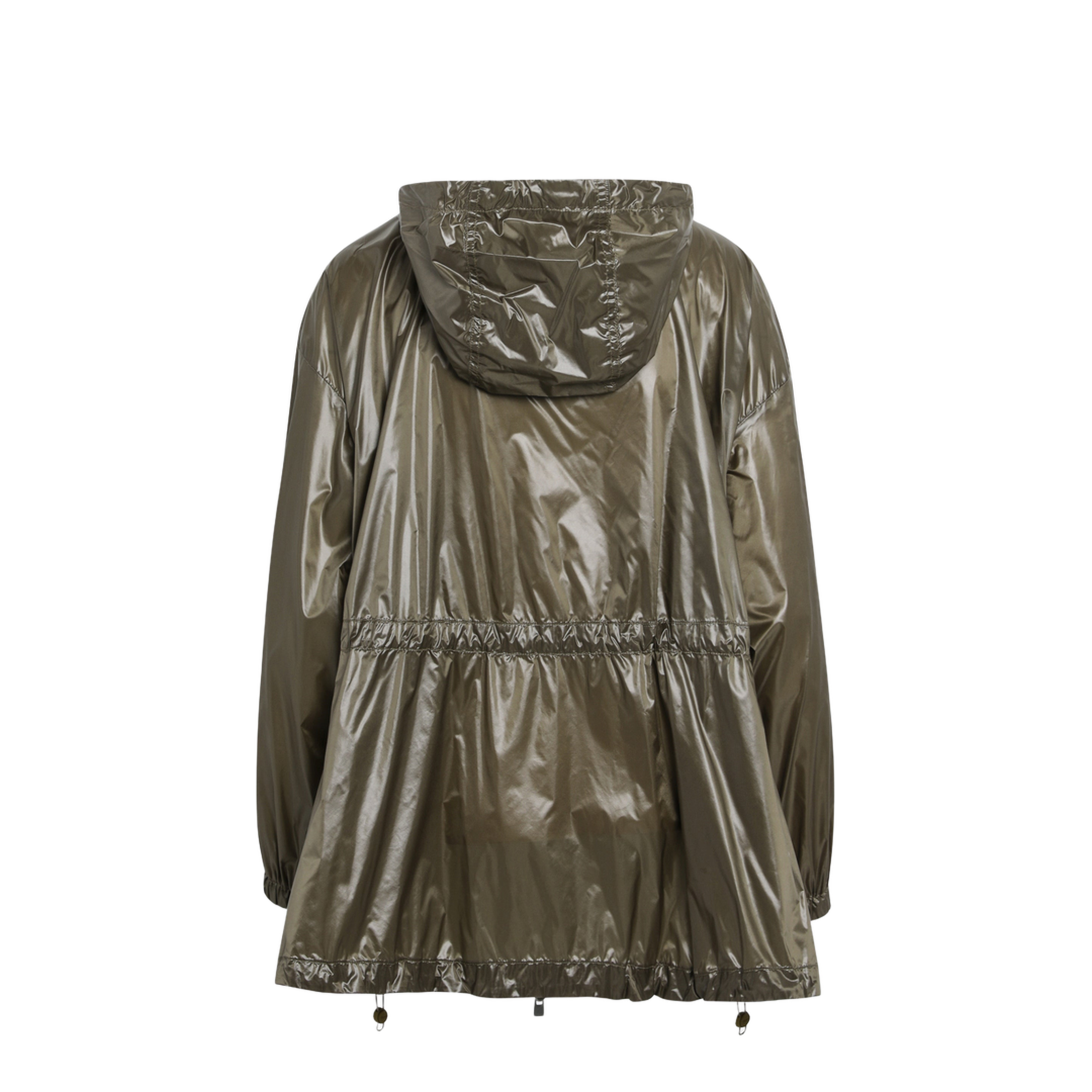 Olive Green Shiny Nylon Parka - Image 2