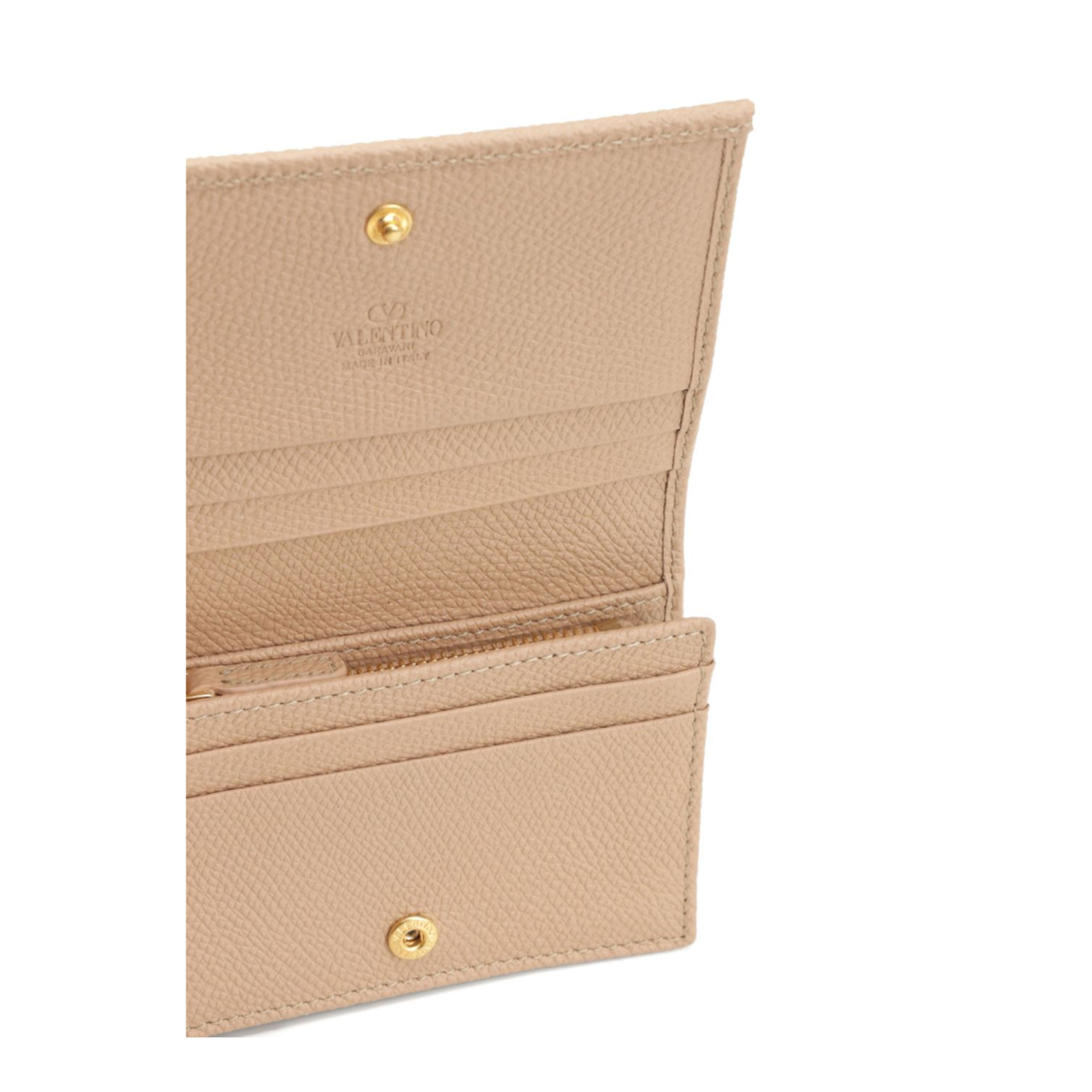 VLogo Signature Pebble-Grain Calfskin Wallet - Rose Sand - Image 4