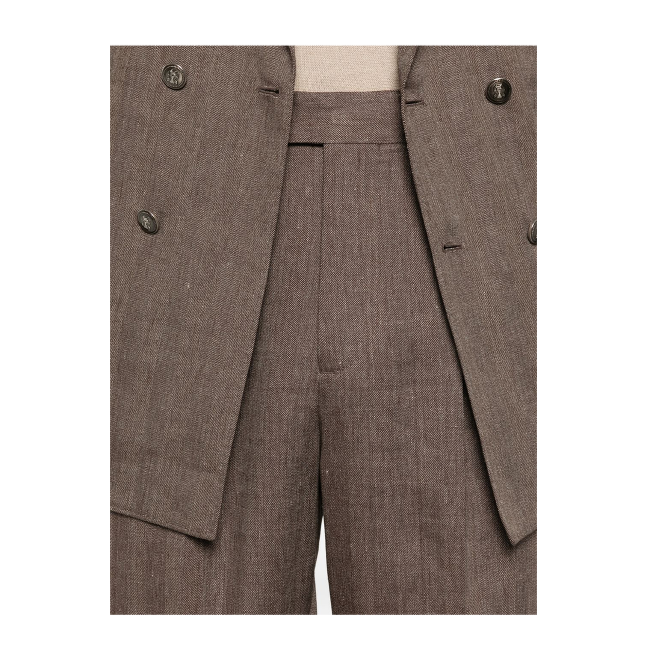 Double-Breasted Leisure Suit - Brown - Image 4