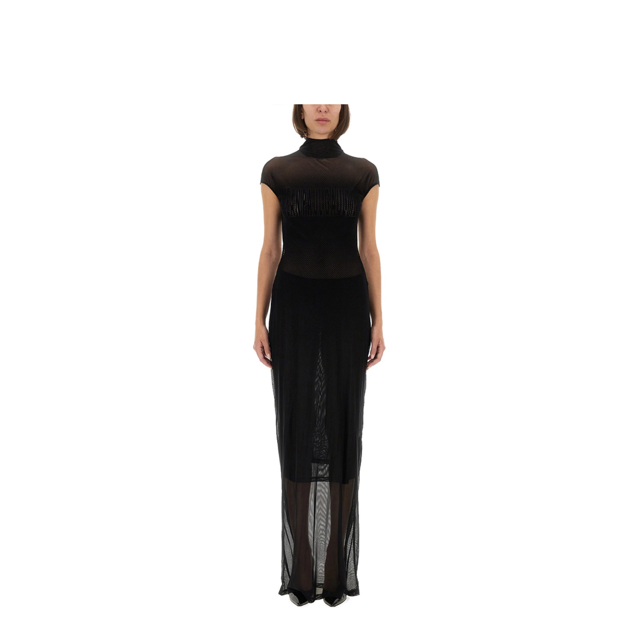 Mesh Dress with Flocked Logo - Image 1