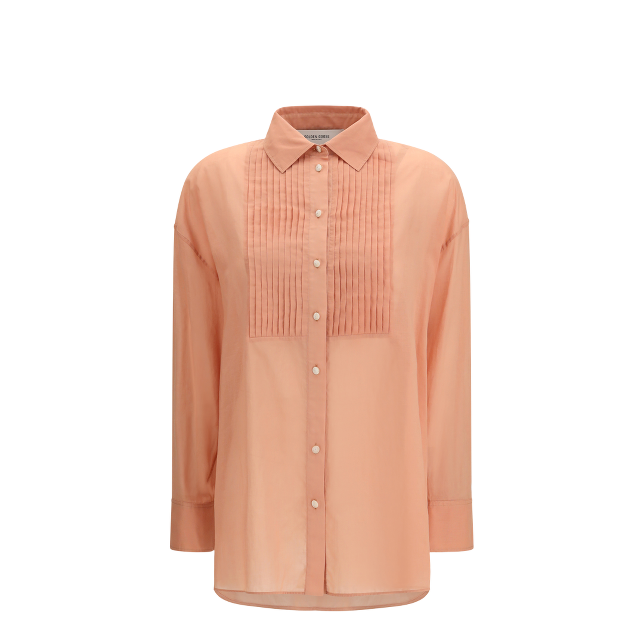 Oversized Shirt in Cotton with Pleated Bib - Image 1