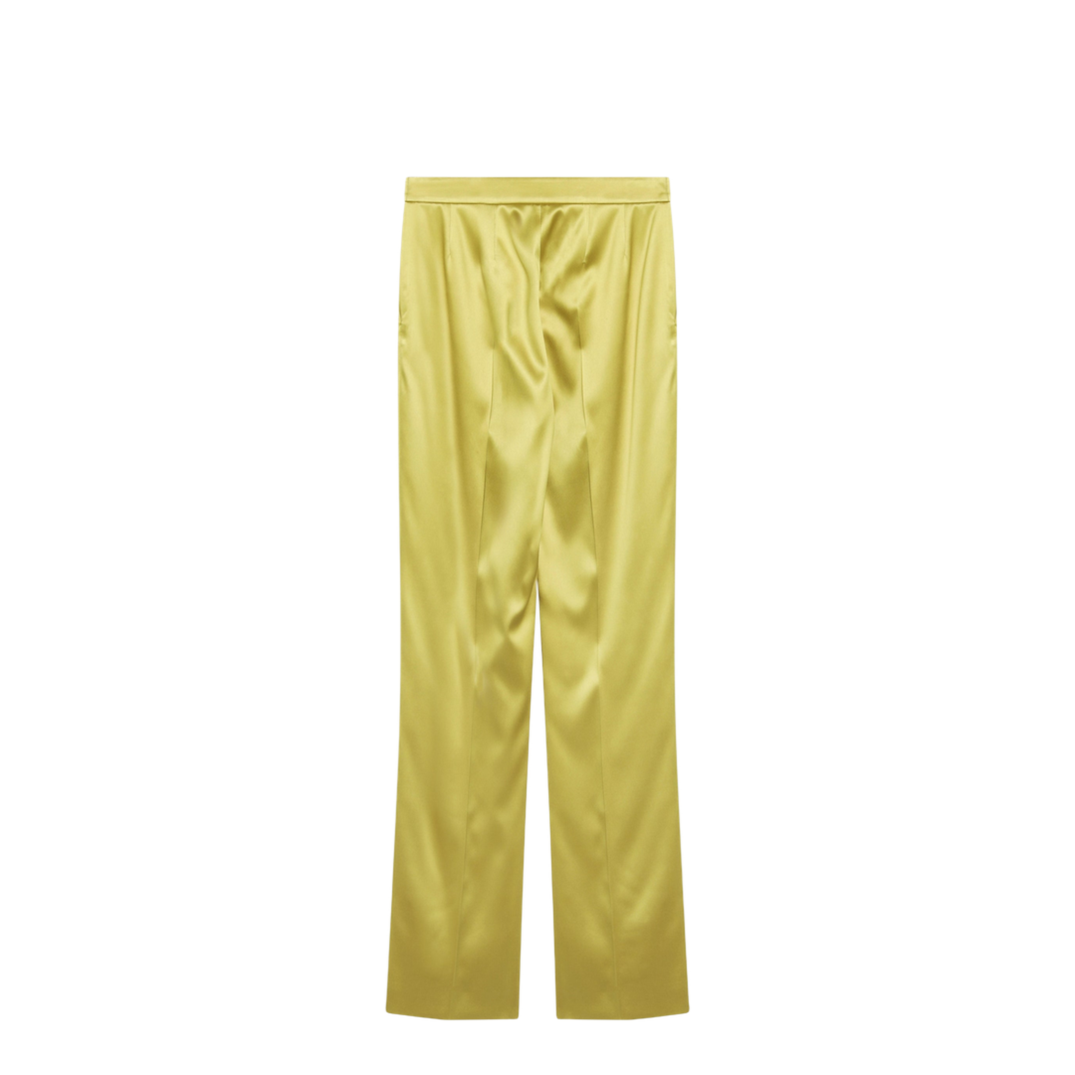 Avocado-colored Trousers in Shiny Silk Blend - Image 2
