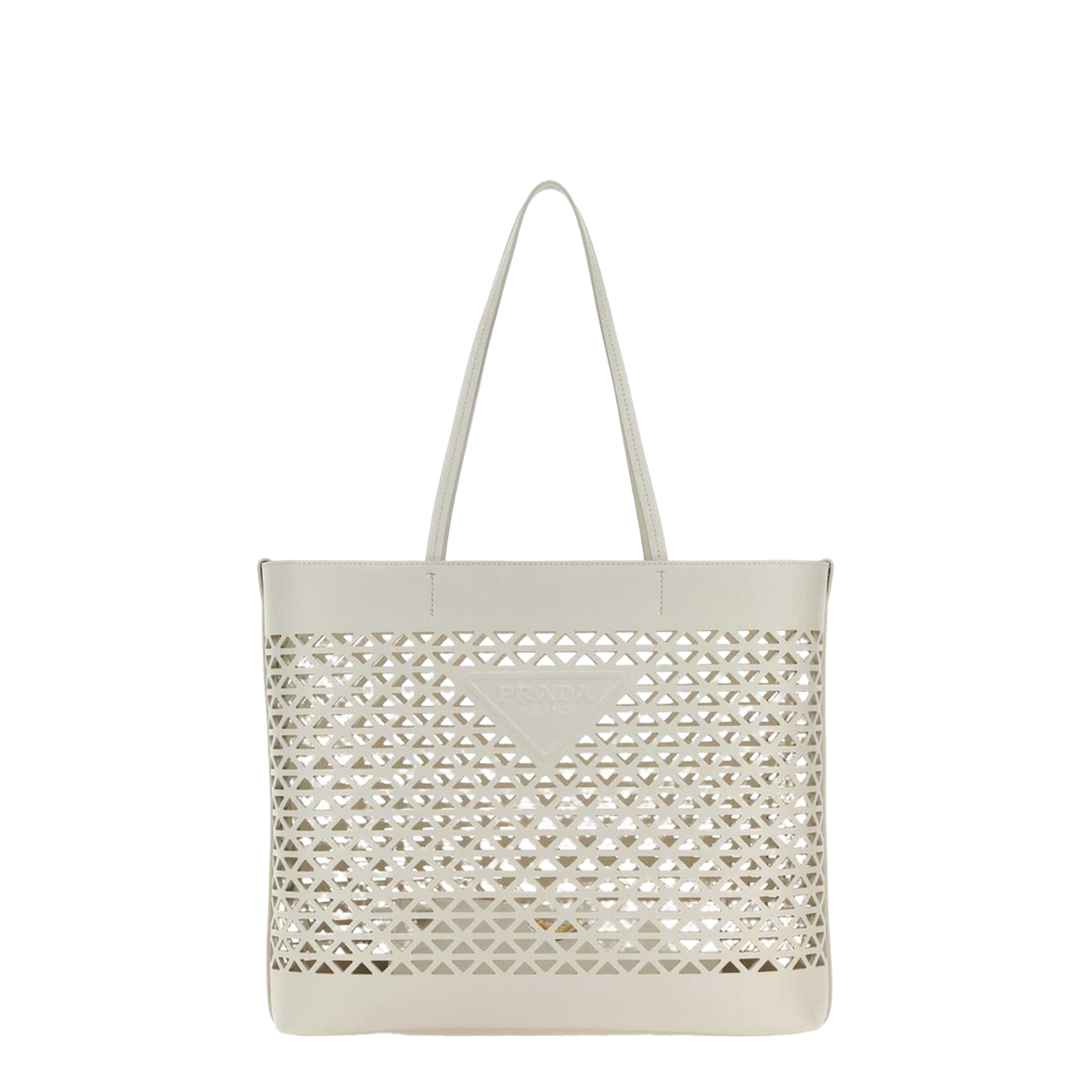 White Leather Shopping Bag - Image 3