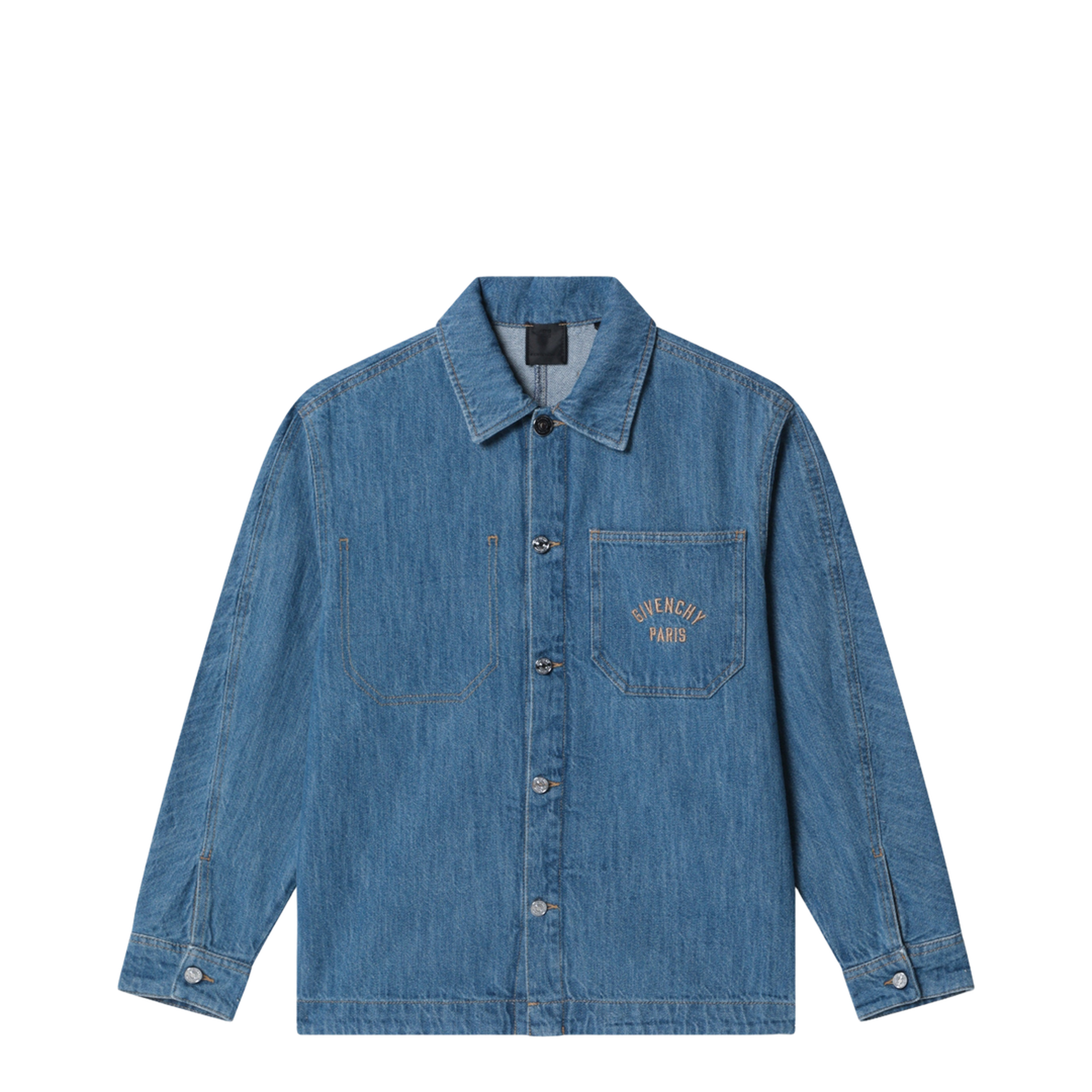 Blue Denim Shirt with Logo Embroidery - Image 1