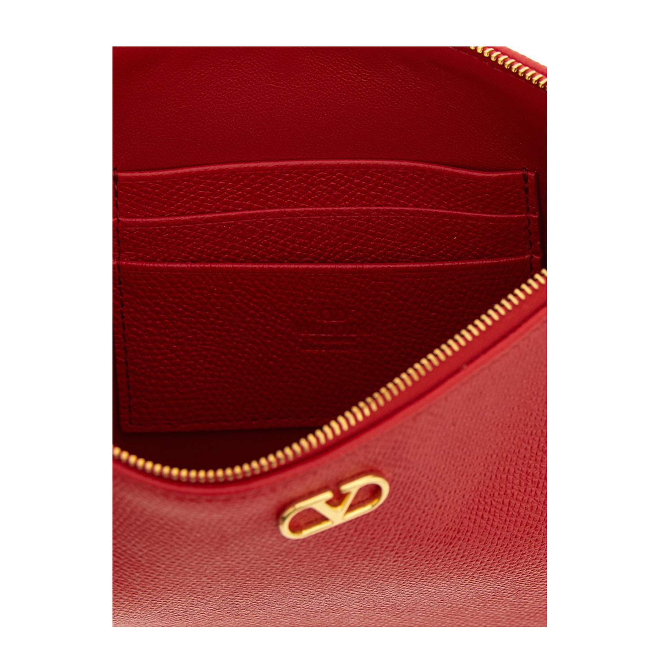 VLogo Signature Grainy Calfskin Clutch - Garnet / Deep Red - Image 2