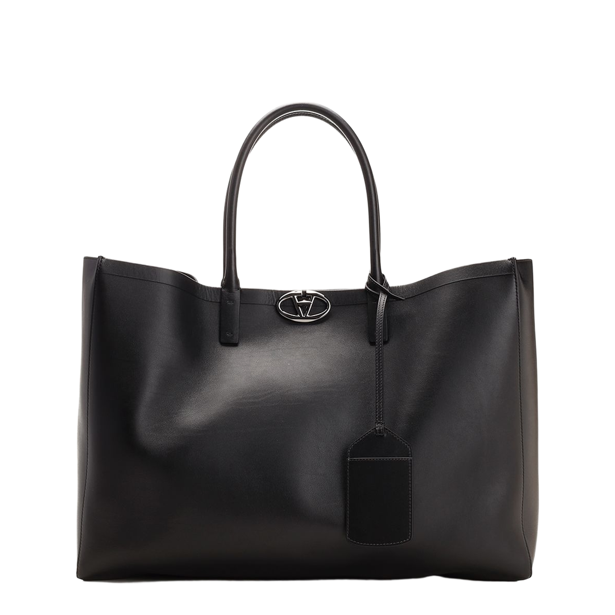 VLogo Calf Leather Shopping Bag - Nero - Image 3