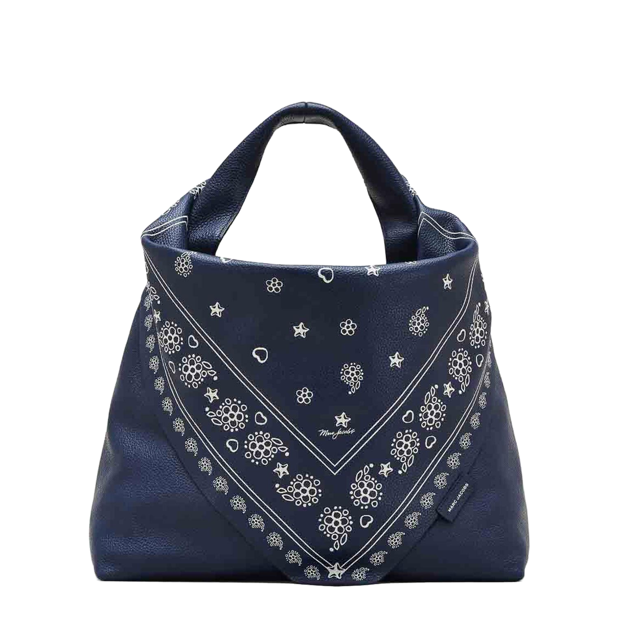The Sack Bag Medium Full Grain Leather Shoulder Bag - Navy Multi - Image 2