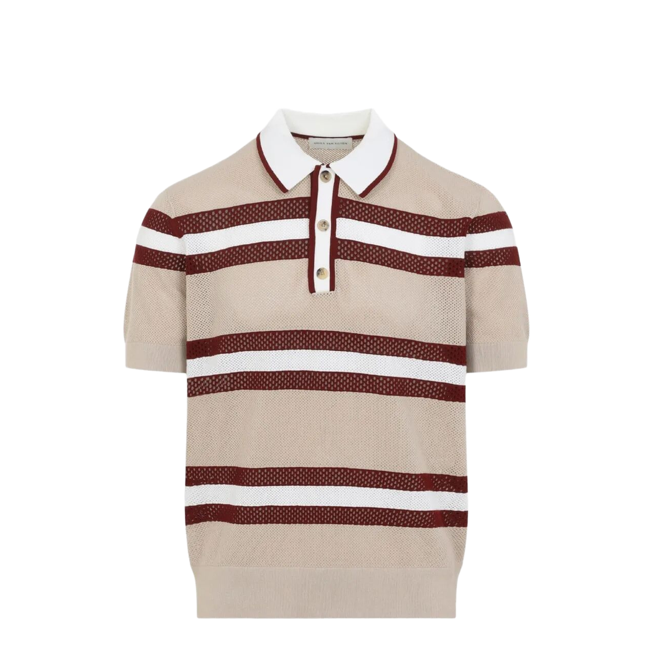 Mercy Viscose Mesh Tricolor Striped Polo Shirt - Image 4