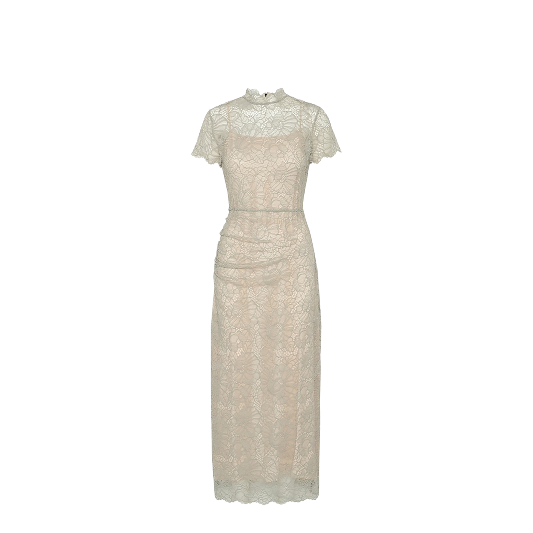Lace Ruched Midi Dress - Image 1