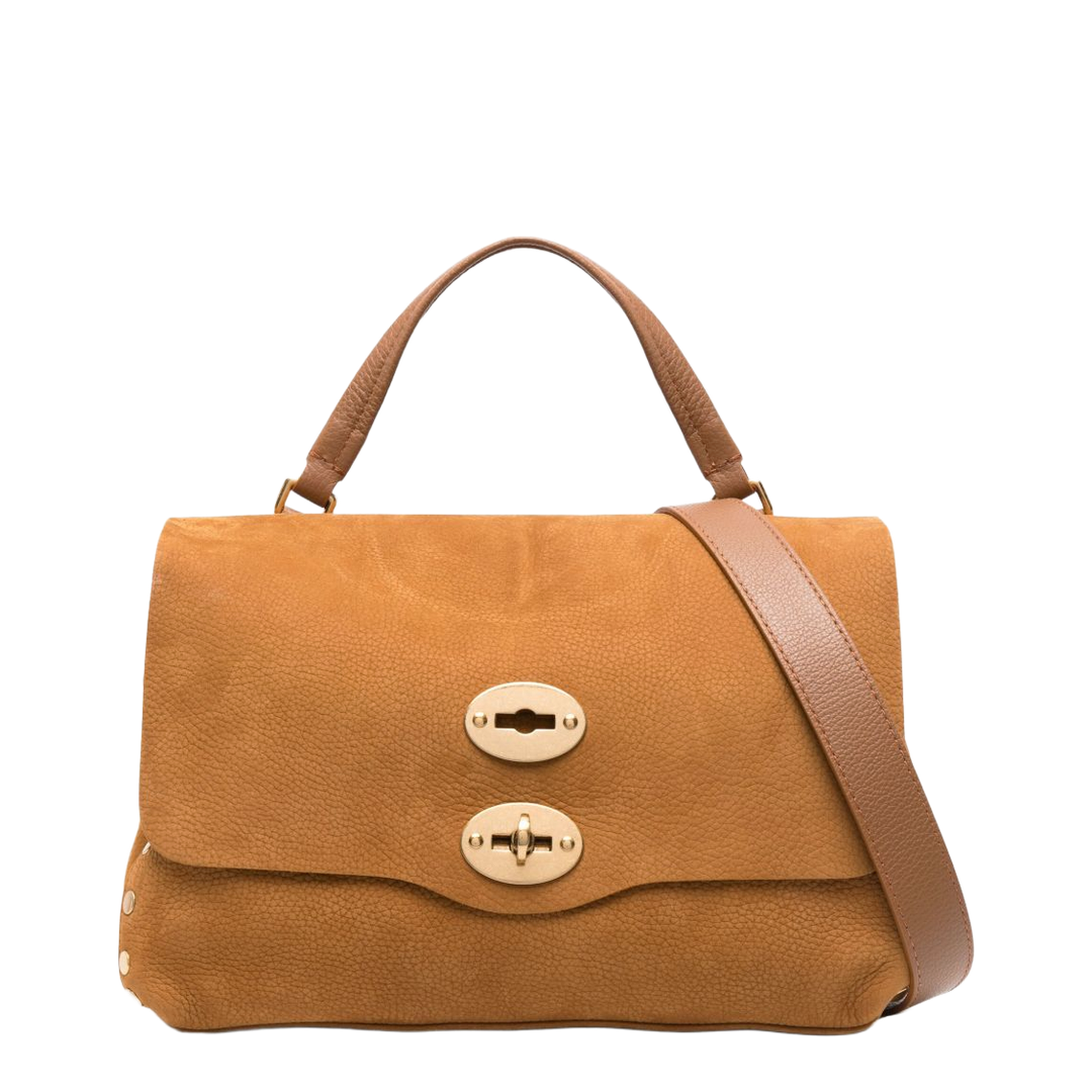 Postina Small Calf Leather Messenger Bag - Brown Brandy - Image 1
