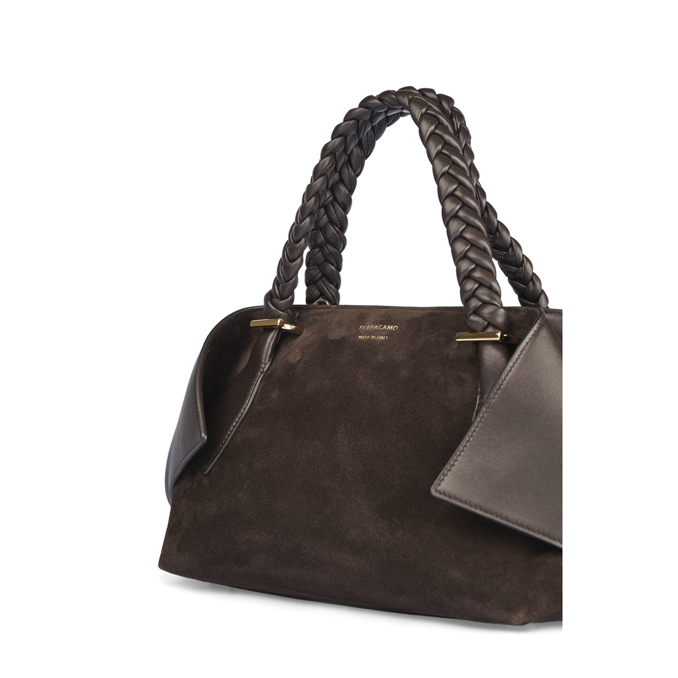 Scarf (Folded) Medium Suede Calfskin Tote Bag - Testa di Moro - Image 3