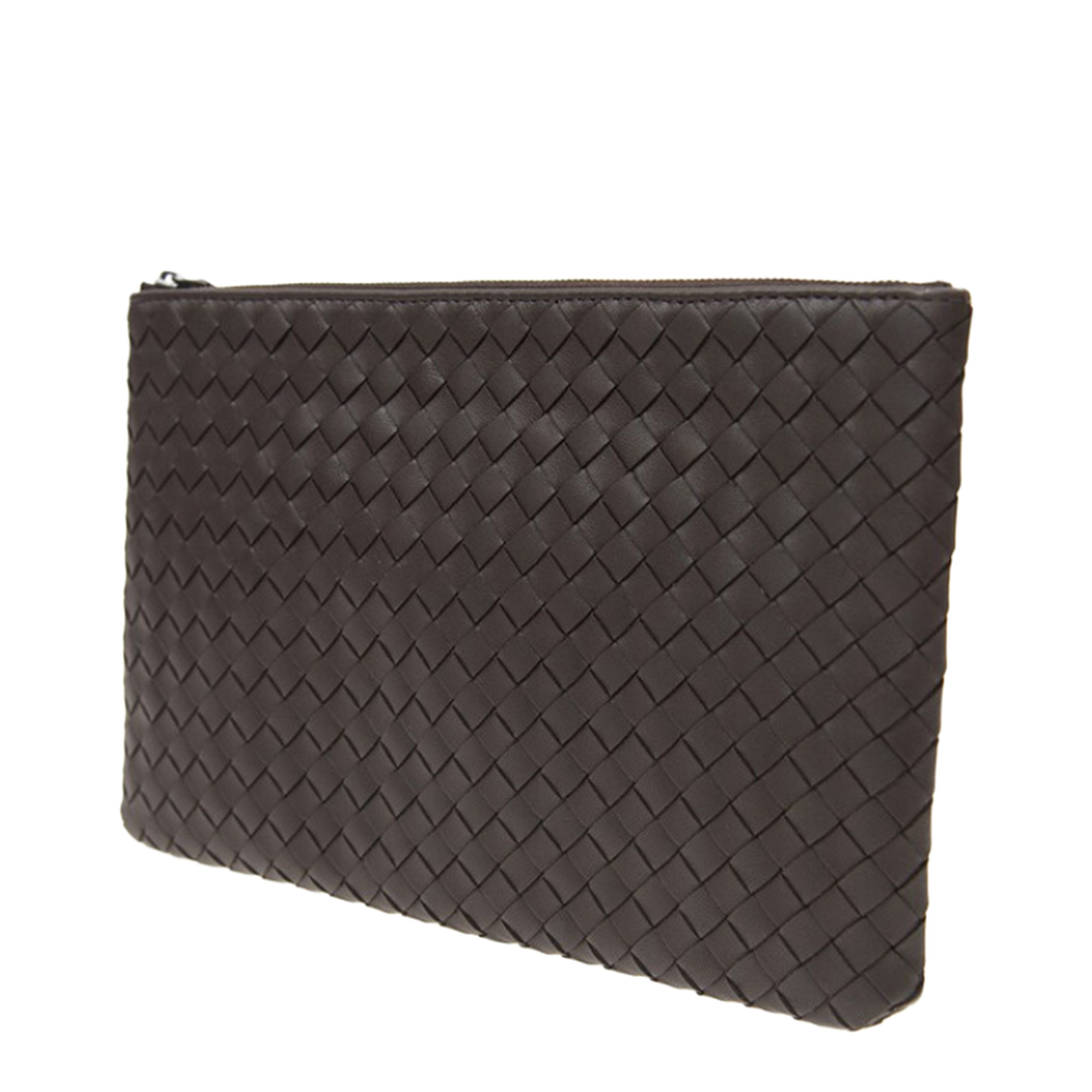 Intrecciato Leather Clutch - Brown - Image 2