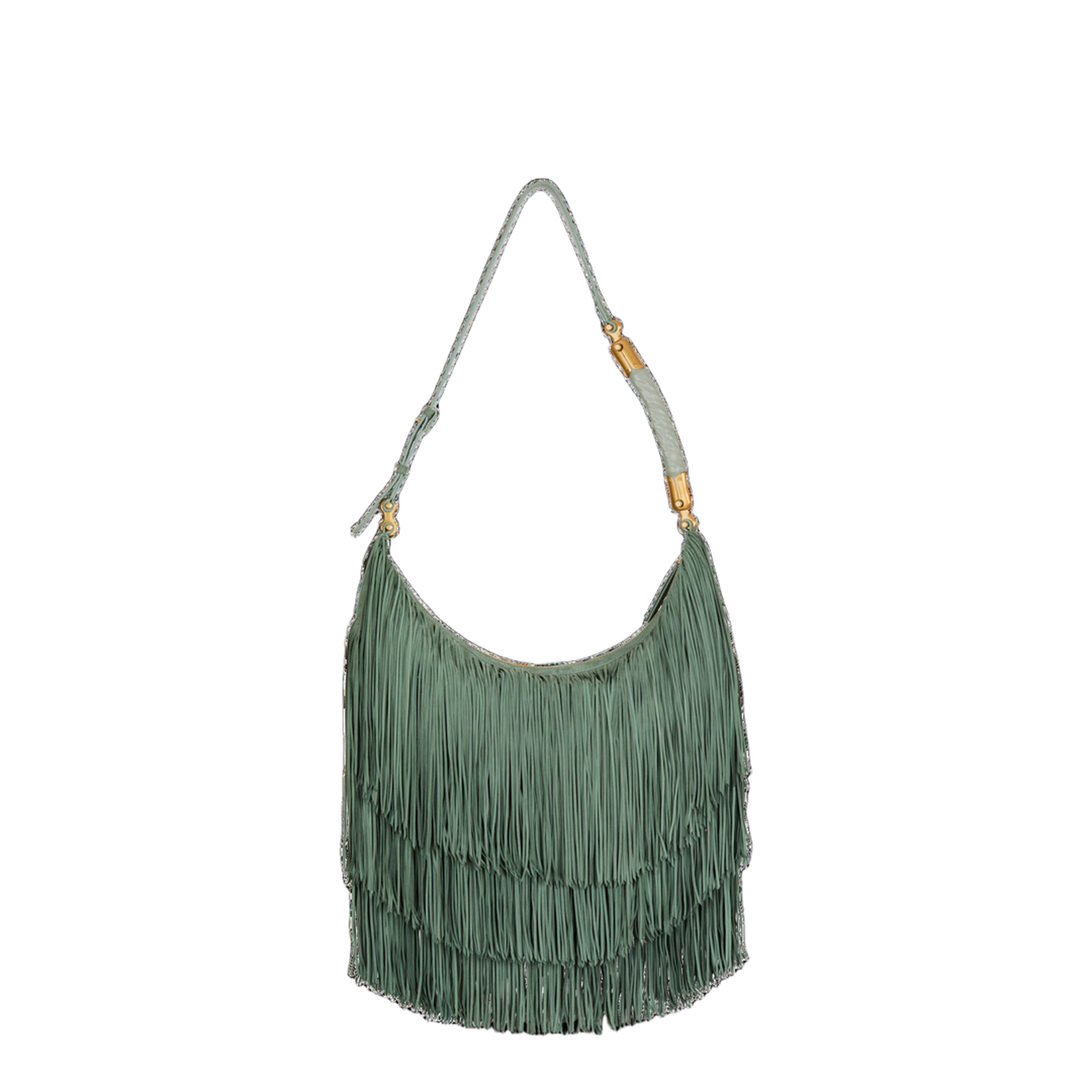 Ébène Large Suede Leather Hobo Bag - Verde - Image 3