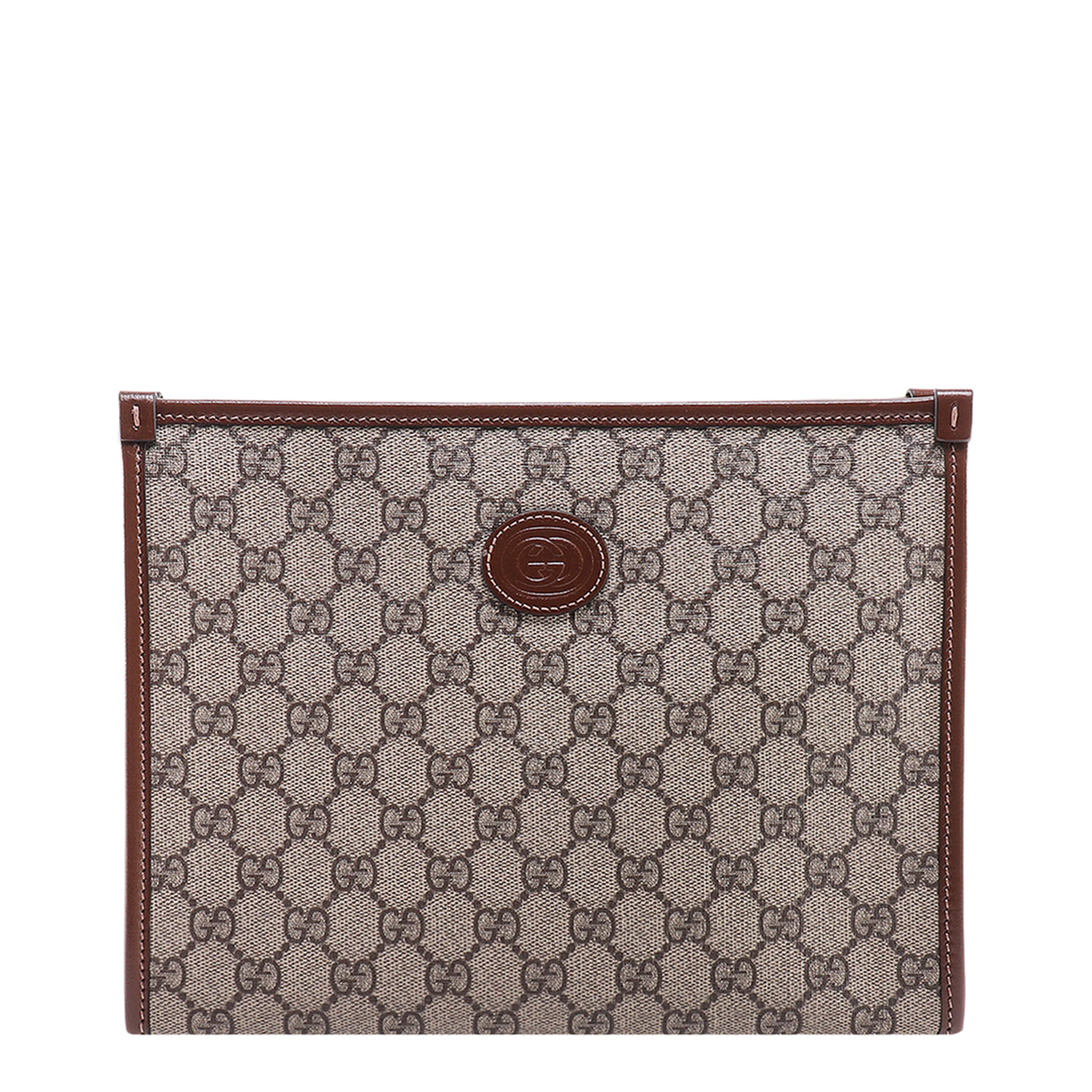 GG Supreme Clutch Bags - Beige/Brown - Image 1